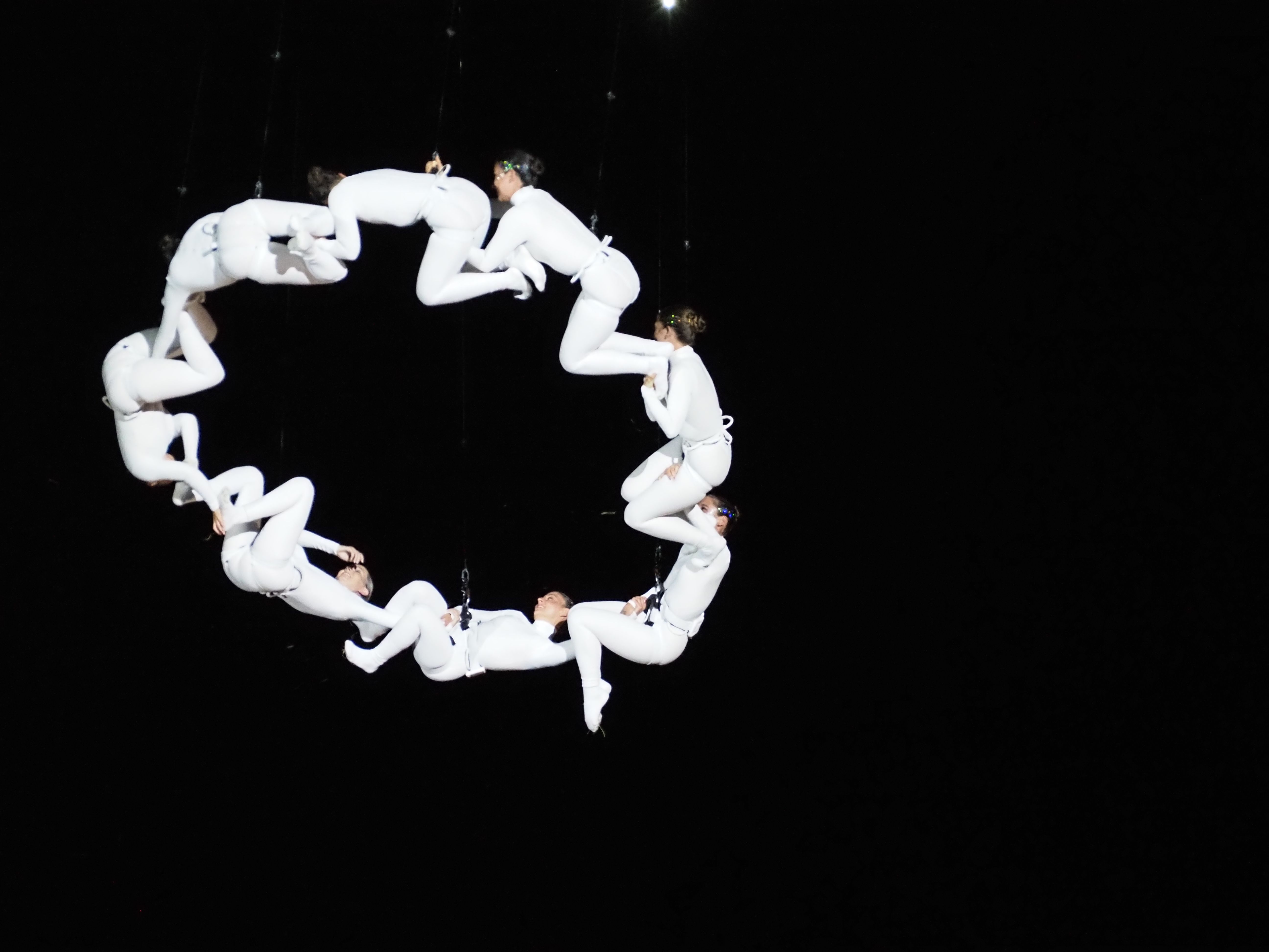 Les acròbates de la dansa han mostrat diverses formes en l'aire.