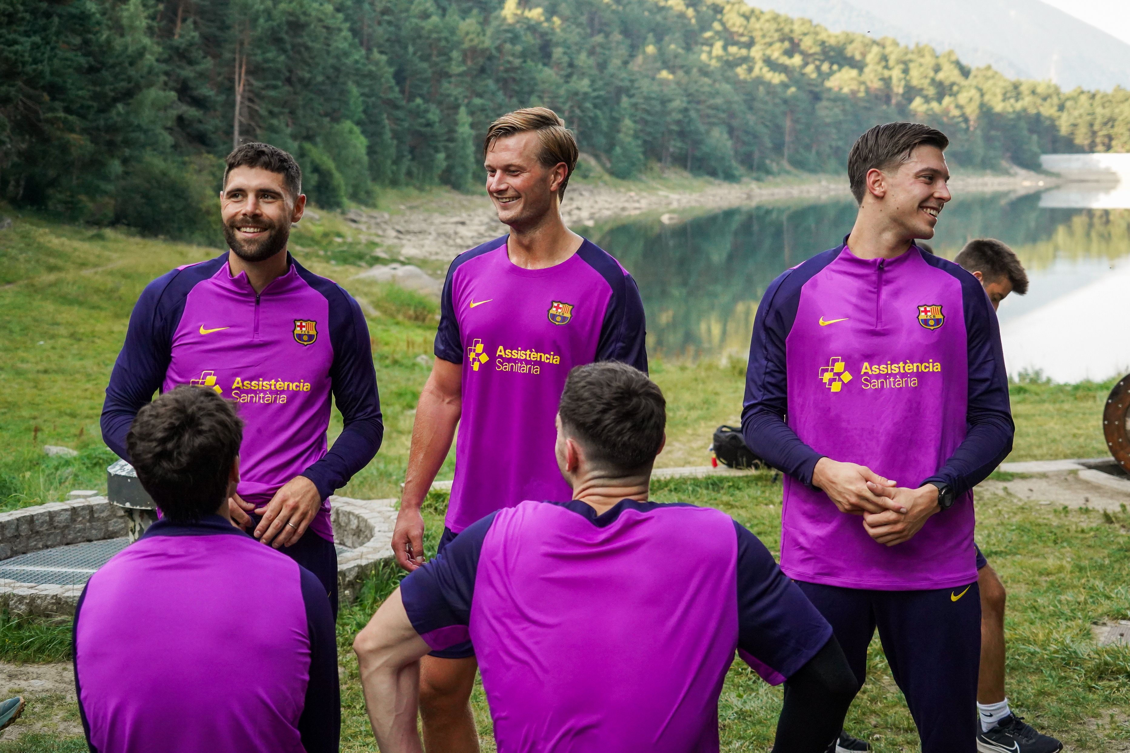 Blaz Janc, Jonathan Carlsbogard i Domen Makuc, del Barça d'handbol. Blaz Janc, Jonathan Carlsbogard i Domen Makuc, del Barça d'handbol.