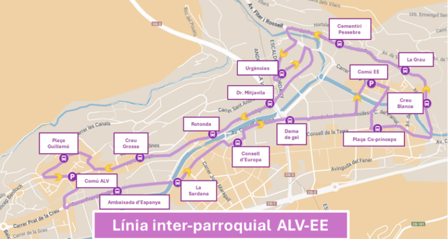 Parades previstes per a la nova línia interparroquial entre la capital i Escaldes-Engordany.