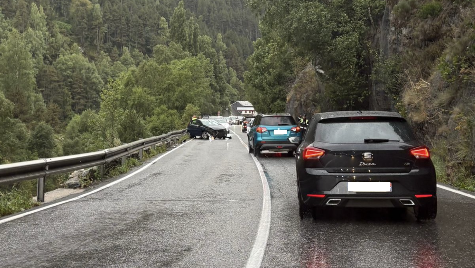 Accident a l'altura de la Trava de Canillo.