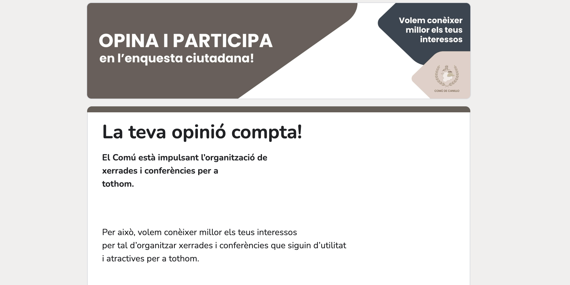 Imatge de l'enquesta que ha posat en marxa el comú de Canillo.