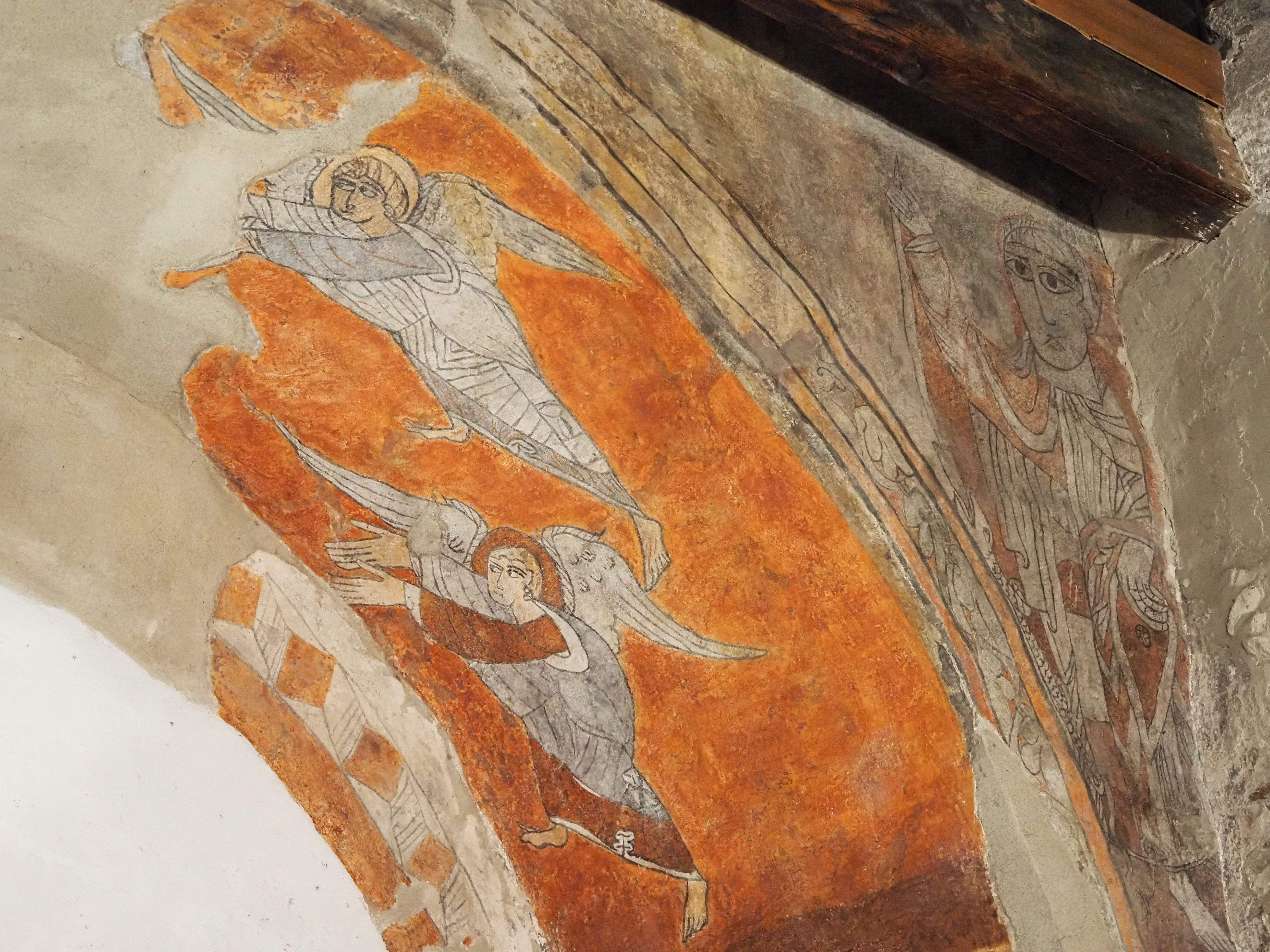 Un detall de les pintures de Sant Serni de Nagol.