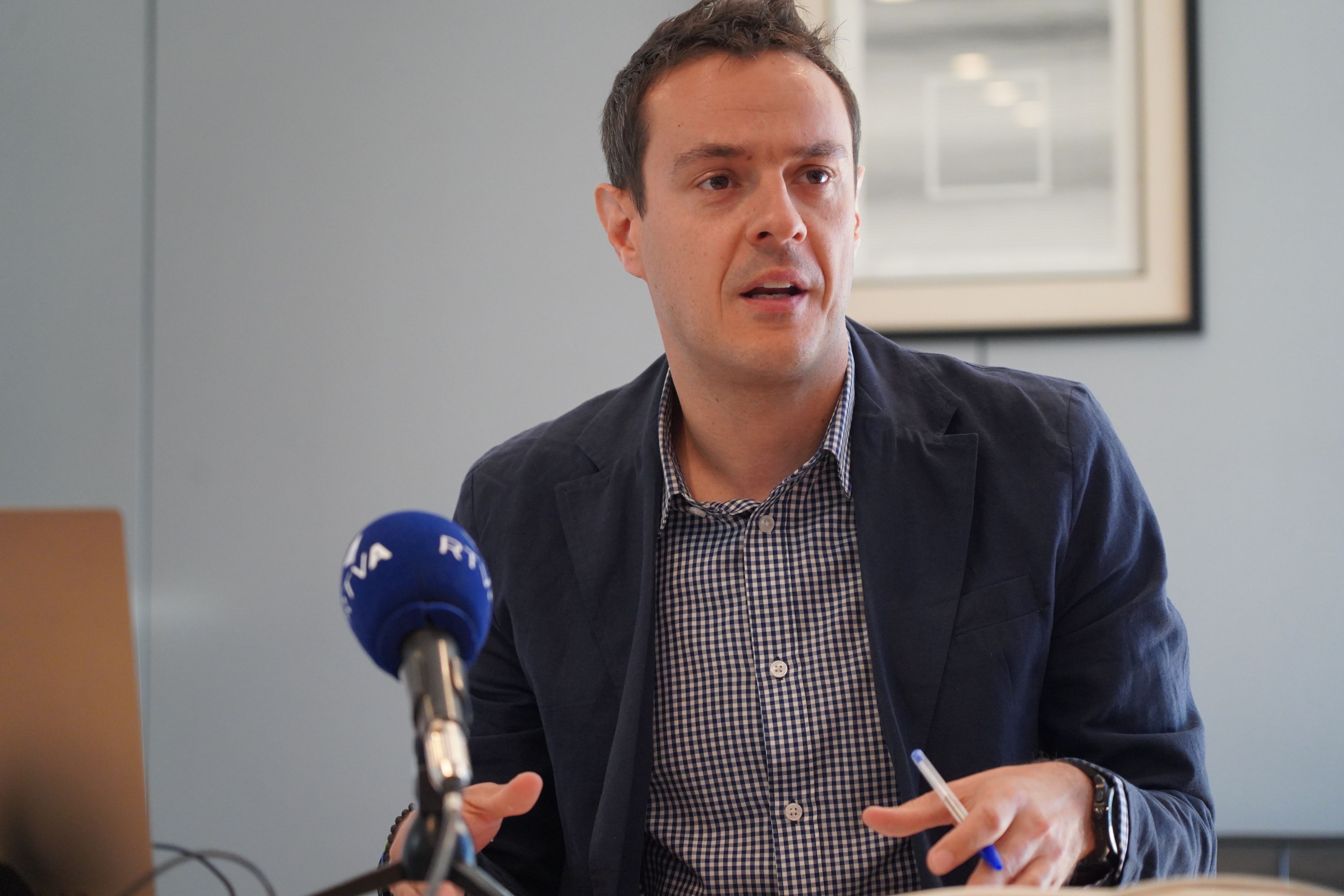 Marc Galabert durant la compareixença d'aquest migdia.