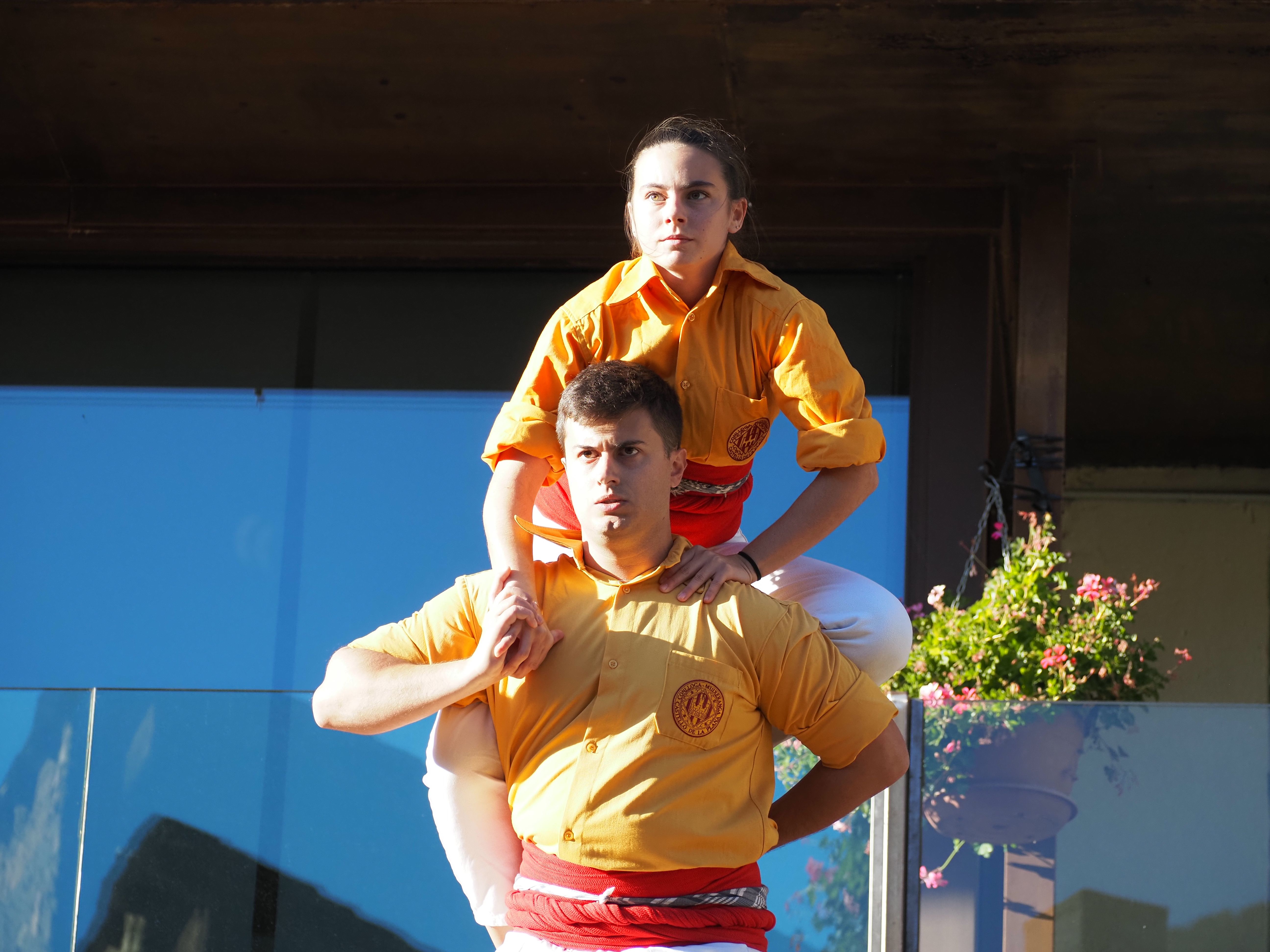 Un detall d'una de les construccions de la muixeranga de Castelló. Un detall d'una de les construccions de la muixeranga de Castelló.