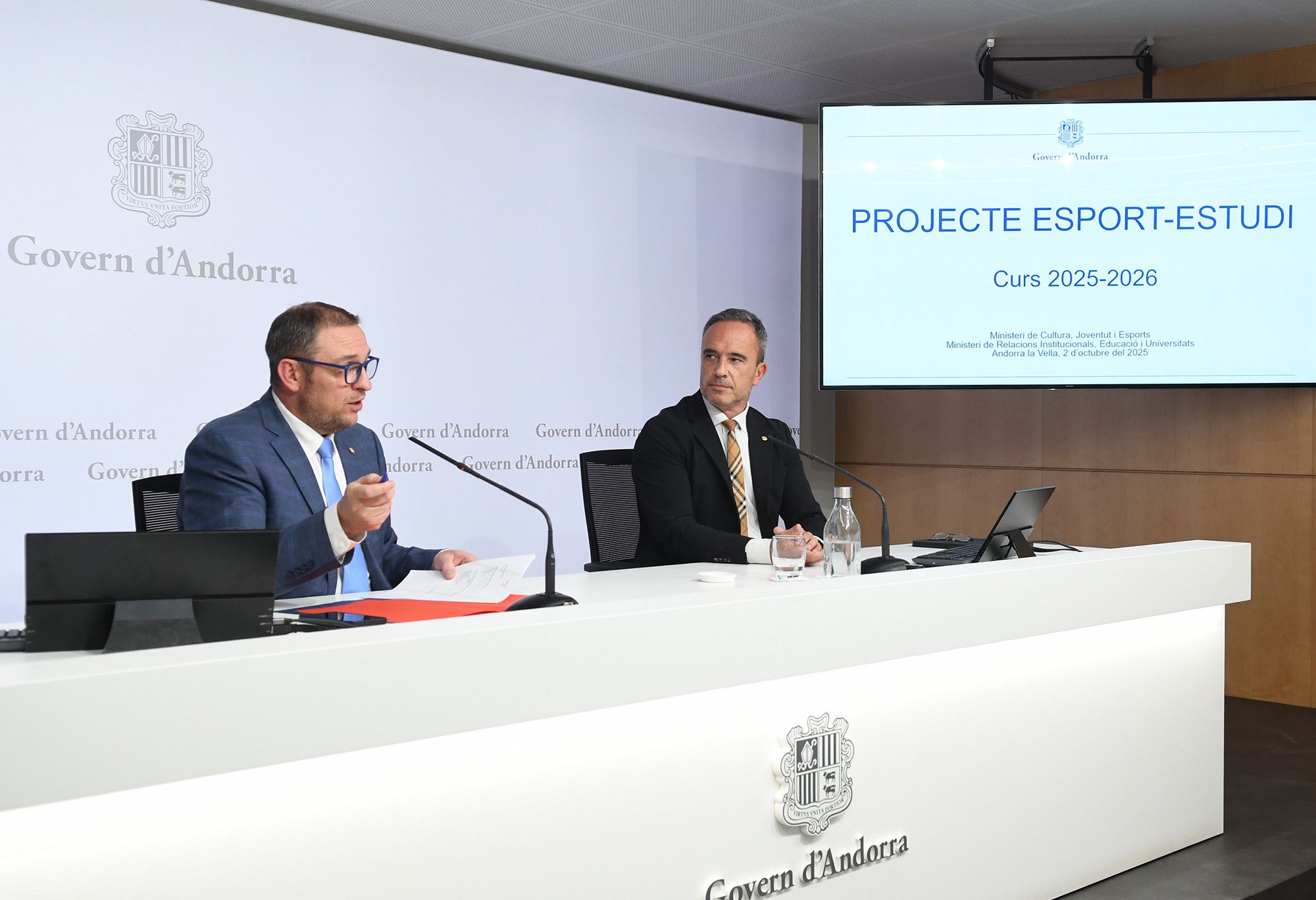 Bardina i Cabanes durant la presentació de la nova edició del programa esport-estudi.