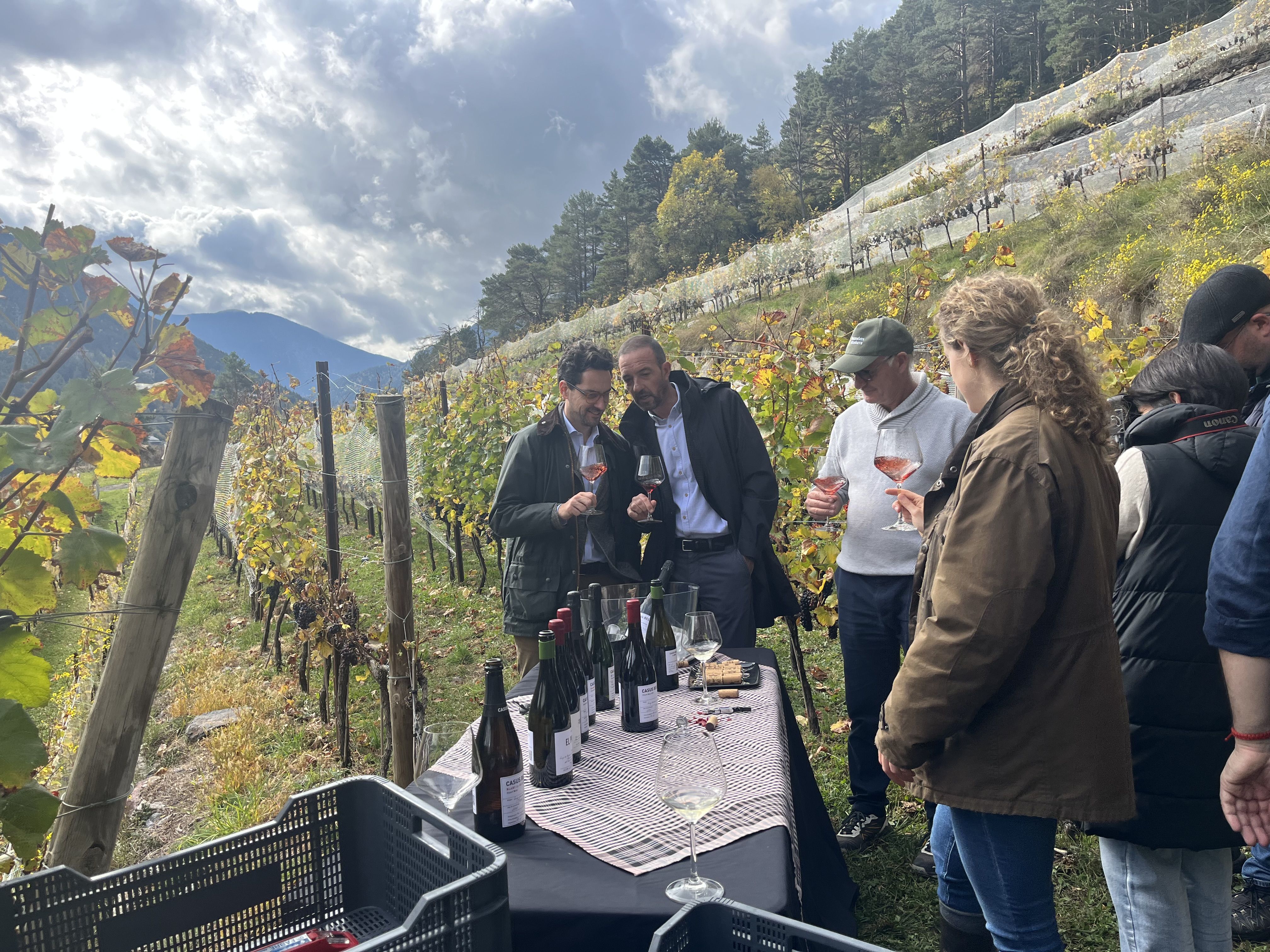 Les autoritats fent un tastet del vi negre.