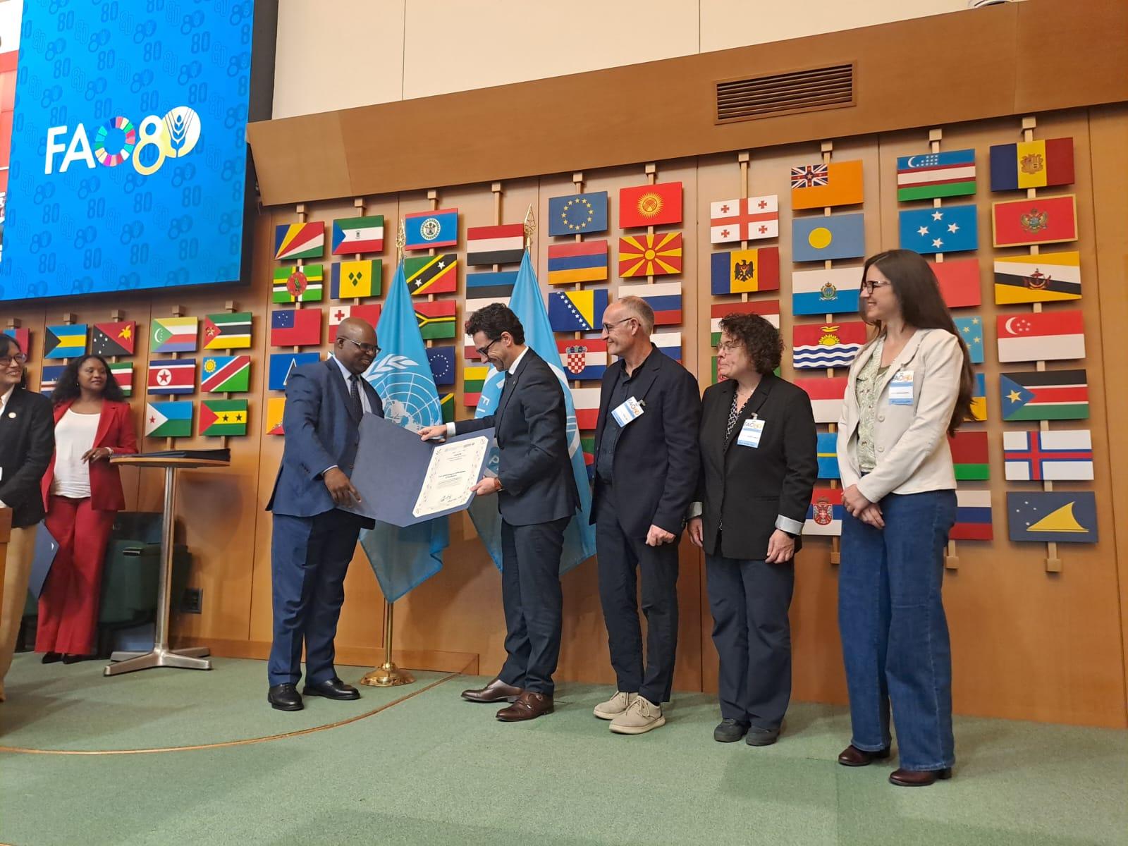 Casal rep el certificat de la distinció a la seu de la FAO, a Roma.