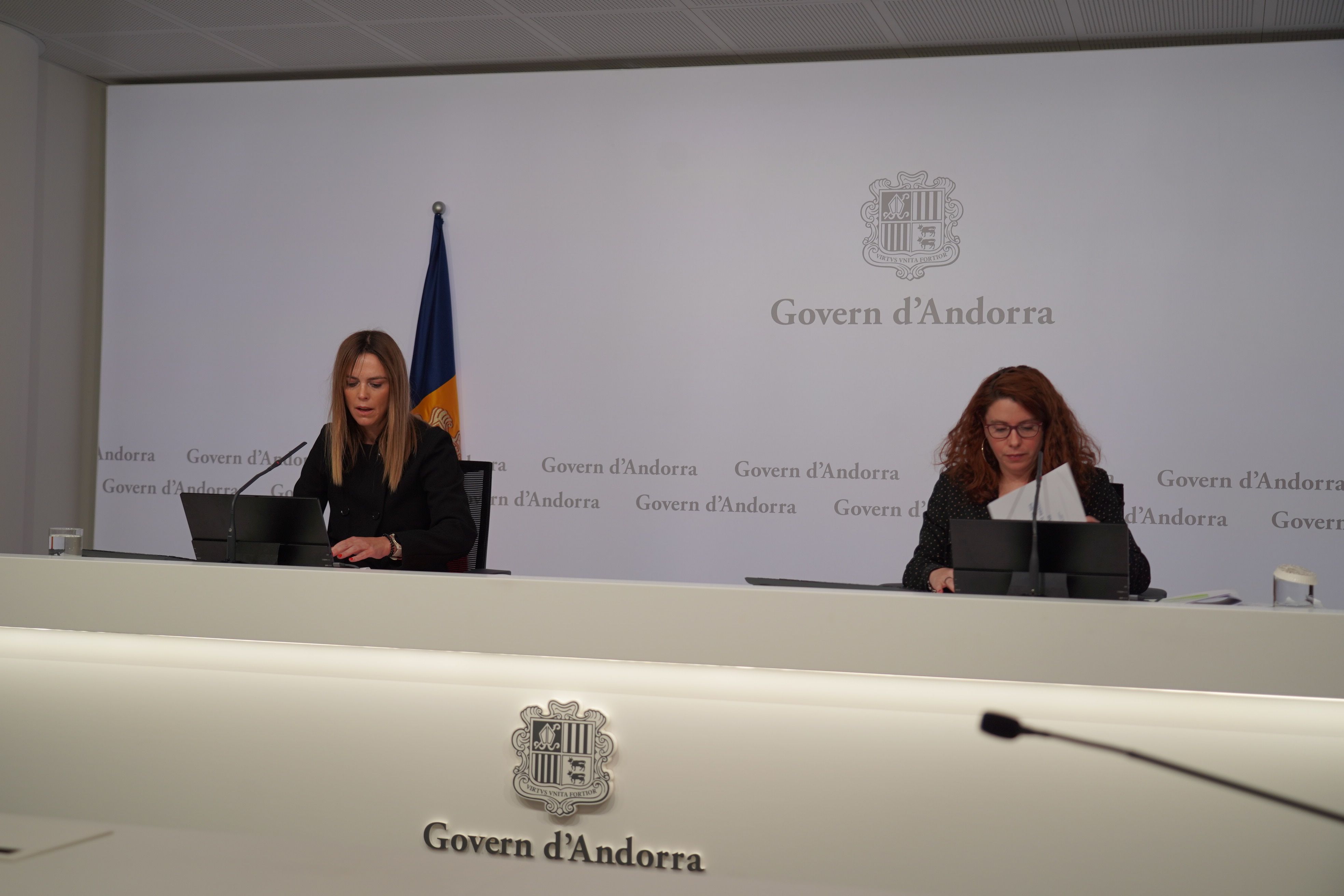 La secretària d’Estat d’Igualtat i Participació Ciutadana, Mariona Cadena, i la cap del departament de Polítiques d’Igualtat, Mireia Porras.