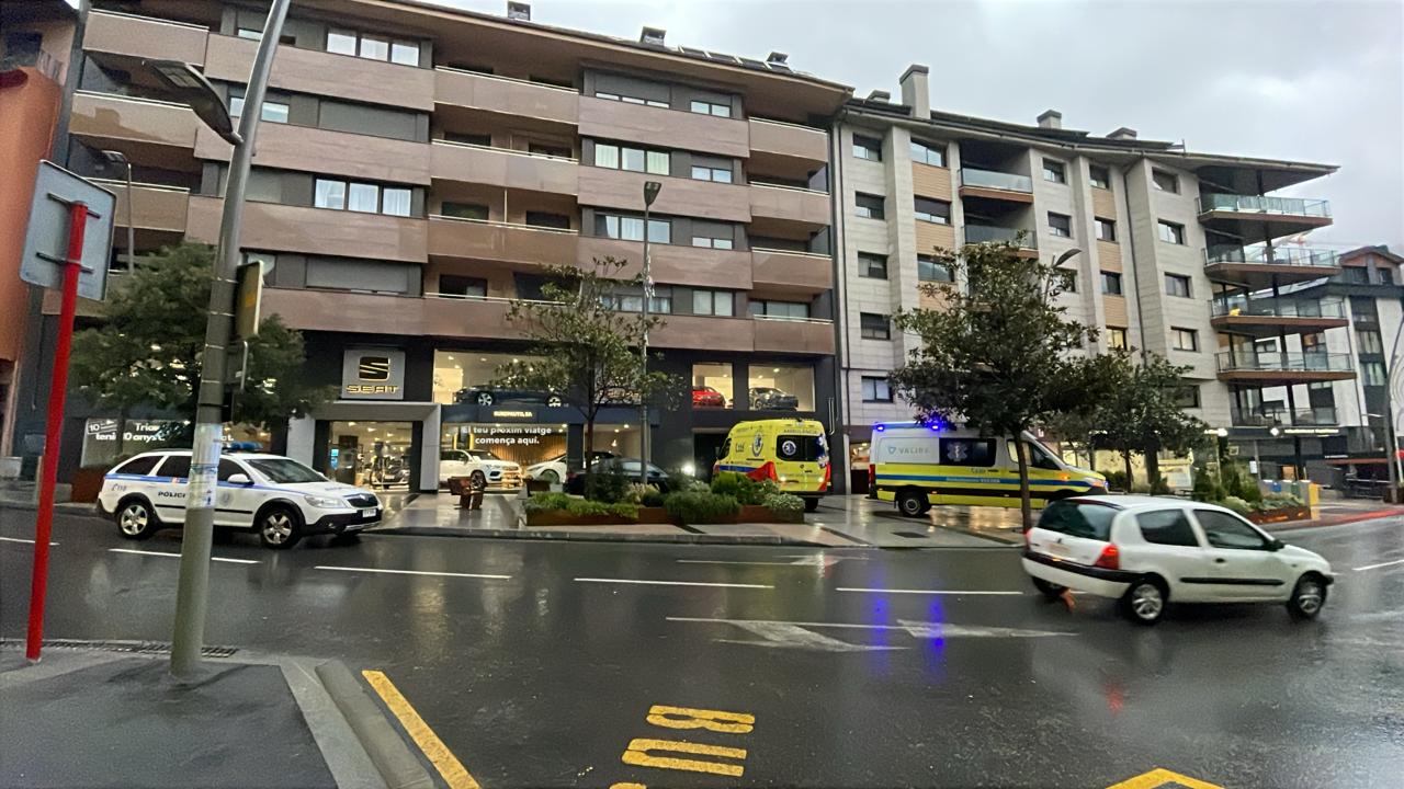Les ambulàncies i un cotxe policial en la zona de la intervenció.
