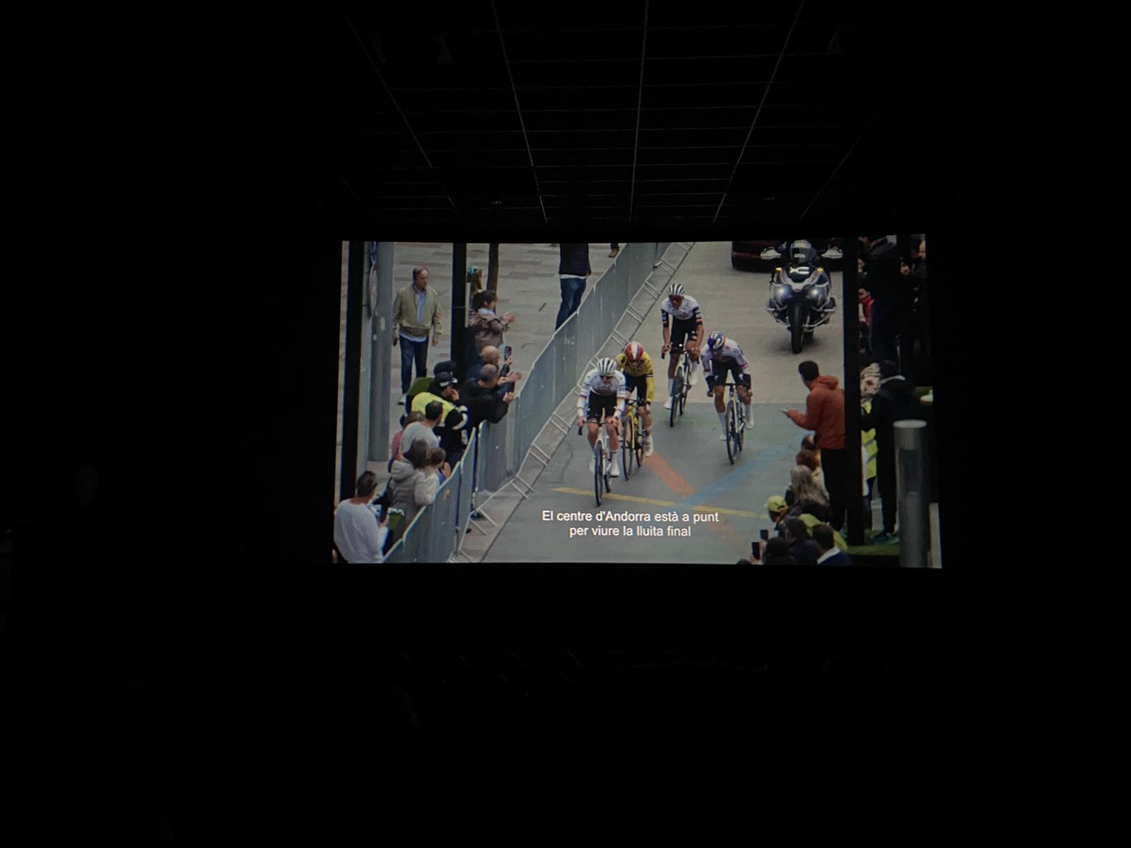 Els quatre ciclistes, durant el critèrium per Andorra la Vella del Cycling Masters.