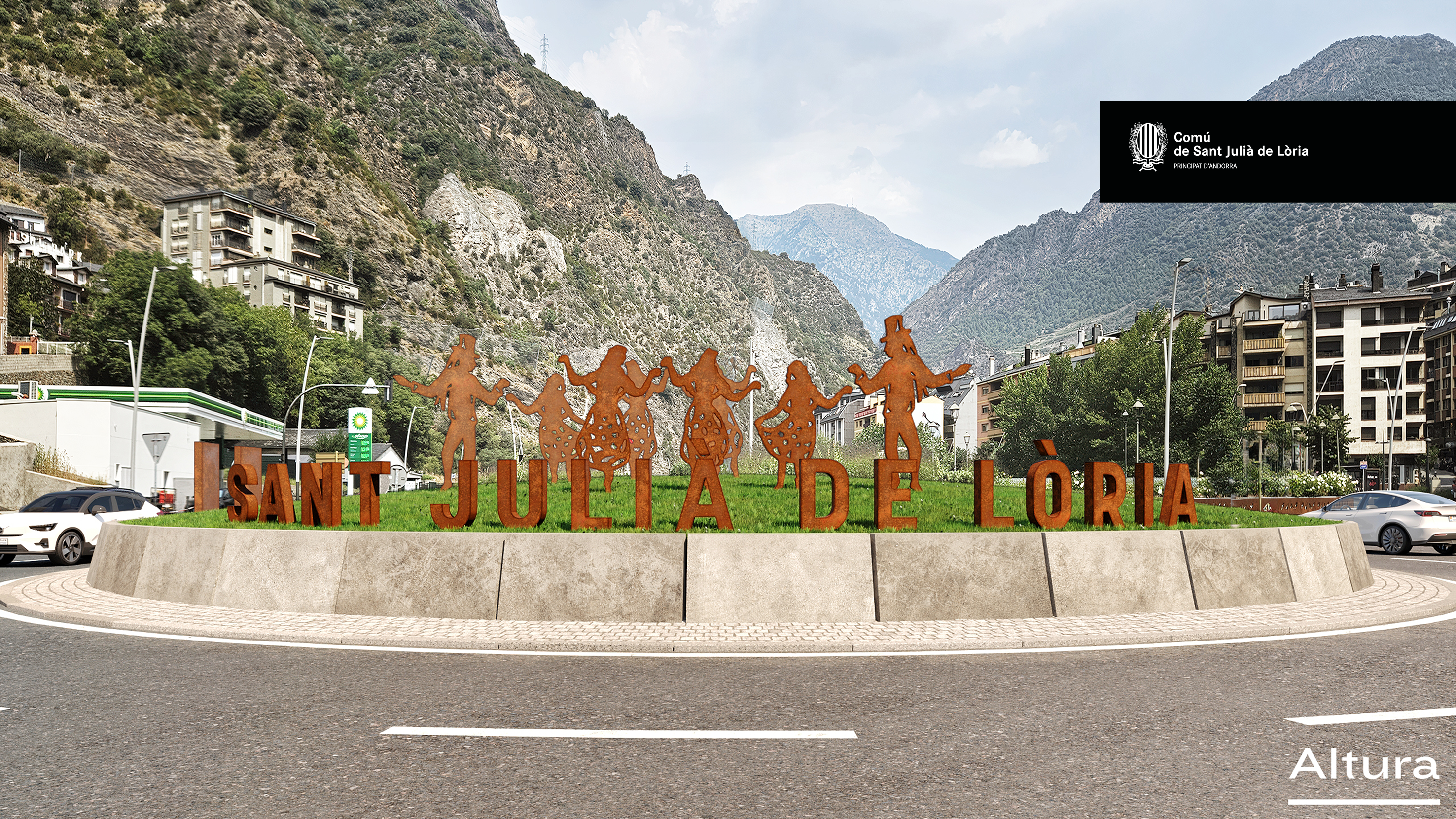 Imatge/render del projecte d'embelliment de la rotonda del Pont del Solà.