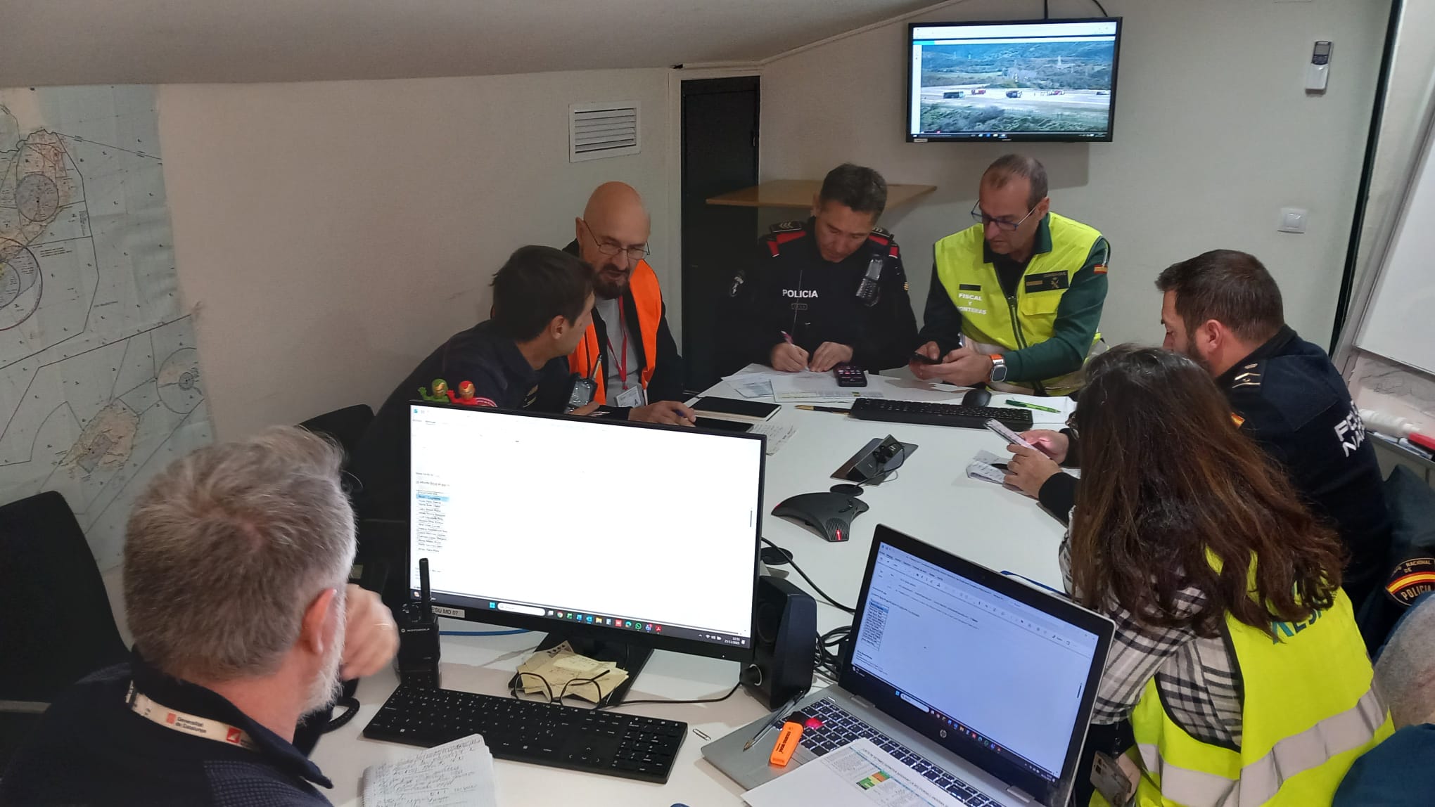 Un punt de coordinació durant el simulacre. // Generaliat de Catalunya