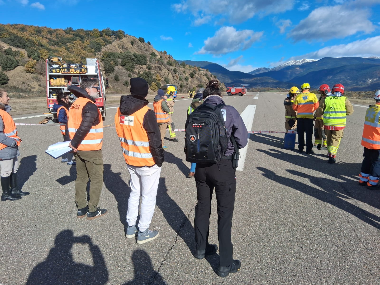 Un instant del simulacre d'accident a l'aeroport d'Andorra - la Seu. // Generalitat de Catalunya