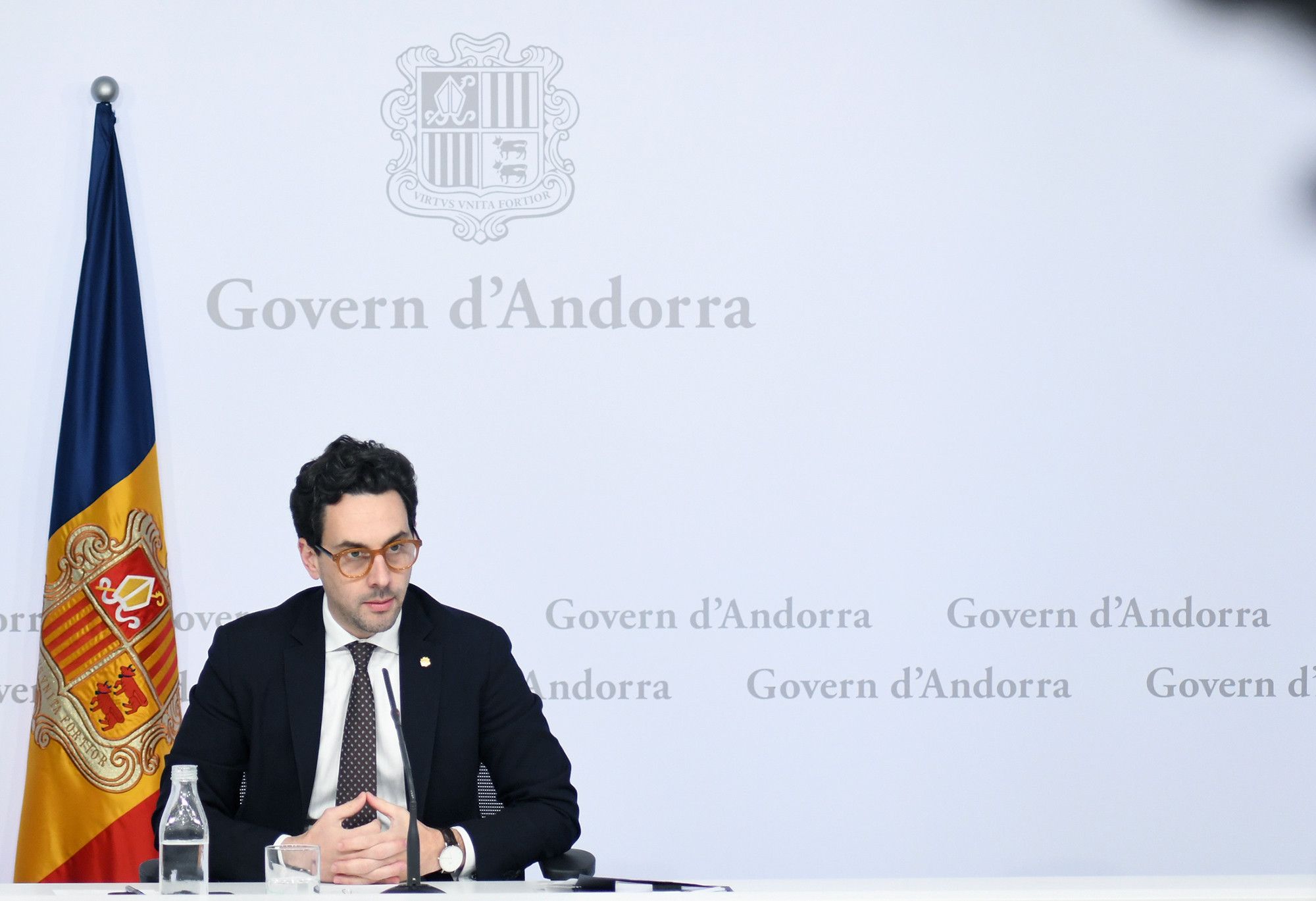 El ministre portaveu, Guillem Casal, durant la roda de premsa d'aquest dimecres.