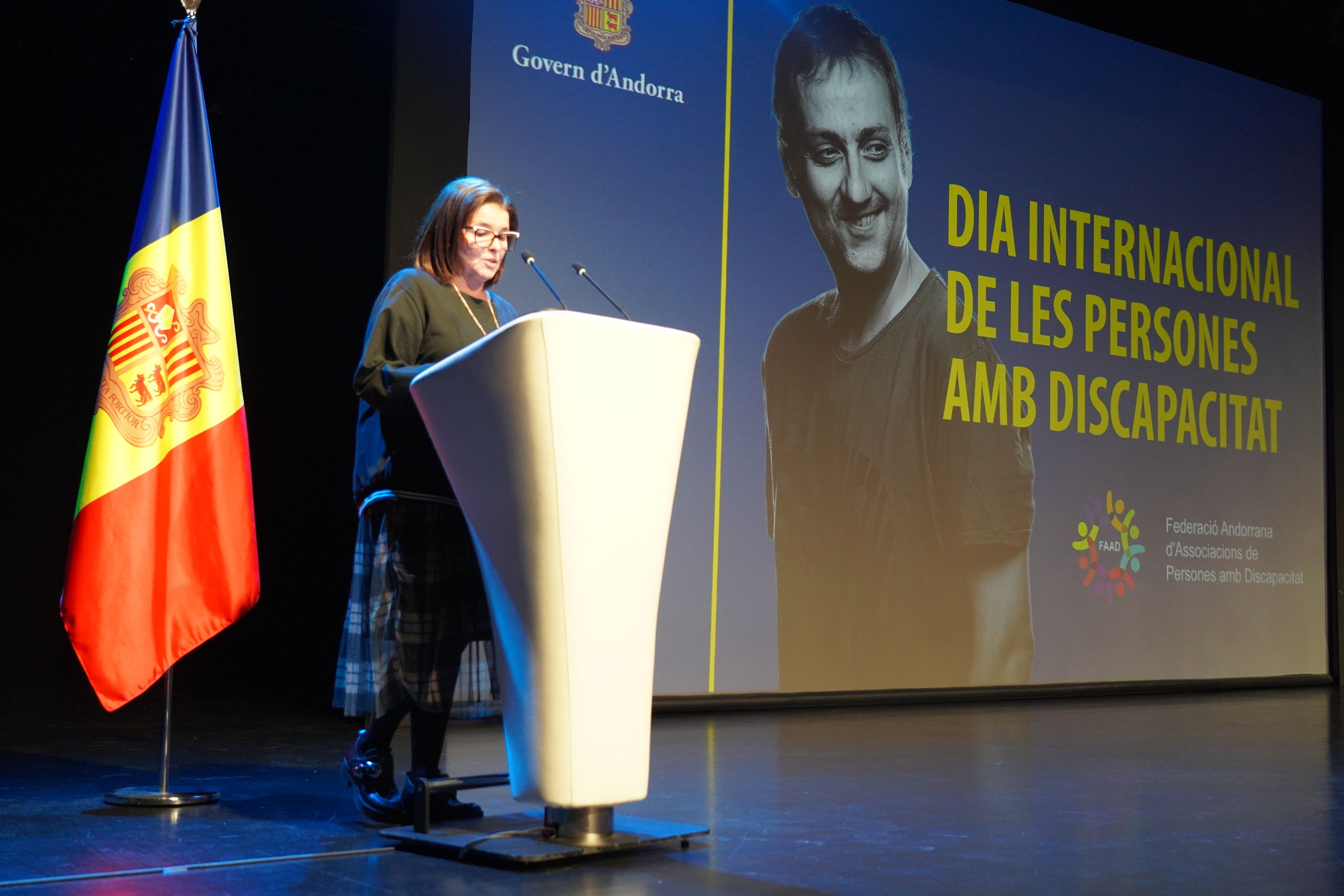 La presidenta de la Federació Andorrana de Persones amb Discapacitat, durant la celebració.