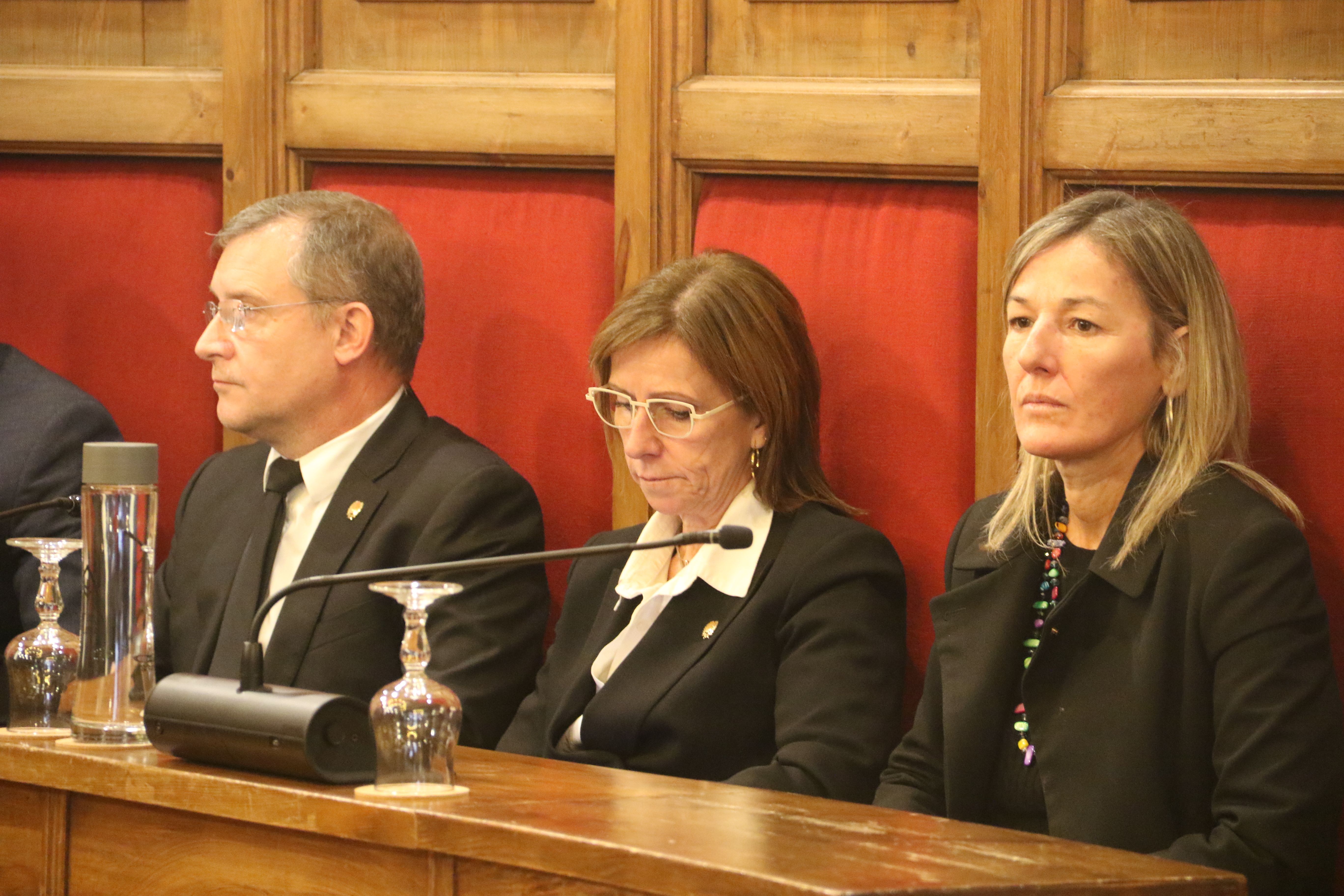 Josep Majoral, Mireia Codina i Sandra de la Rosa durant la sessió d'aquest dijous.