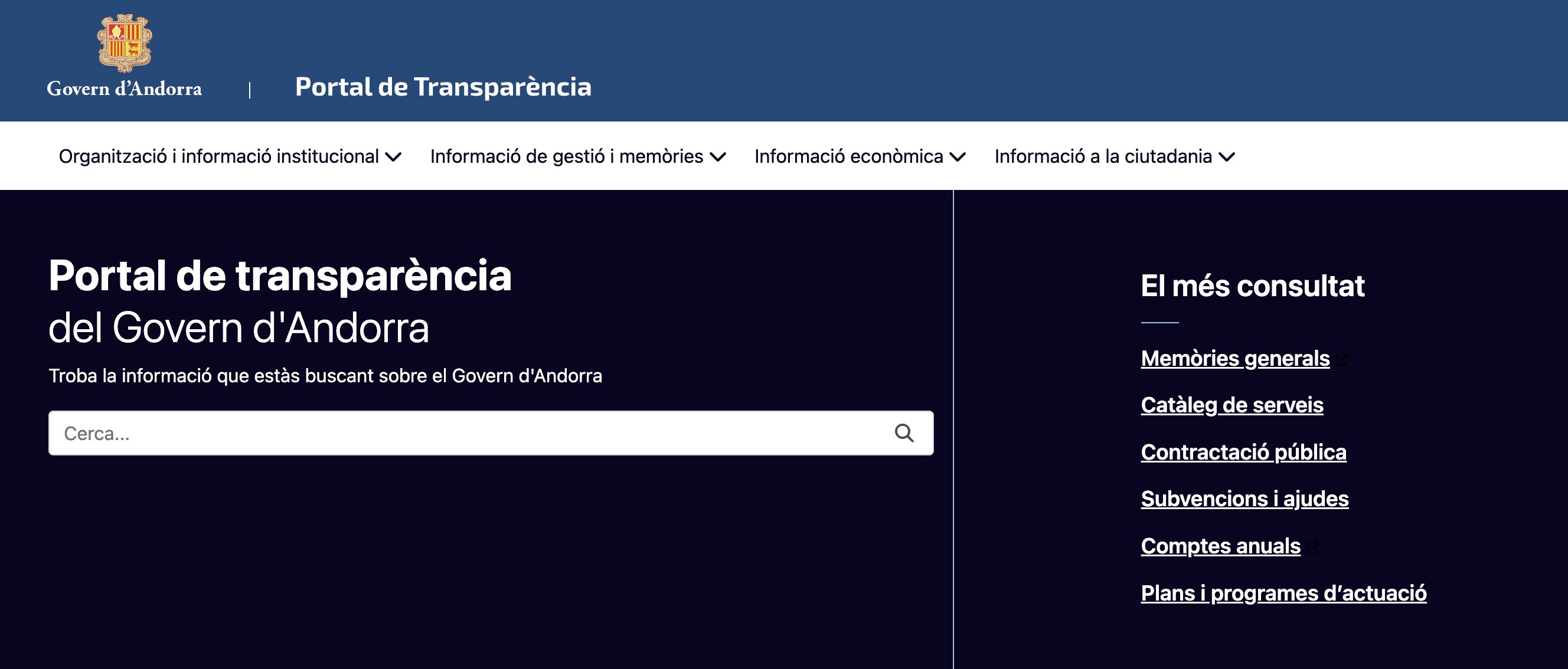 Imatge del portal de transparència del Govern. Imatge del portal de transparència del Govern.