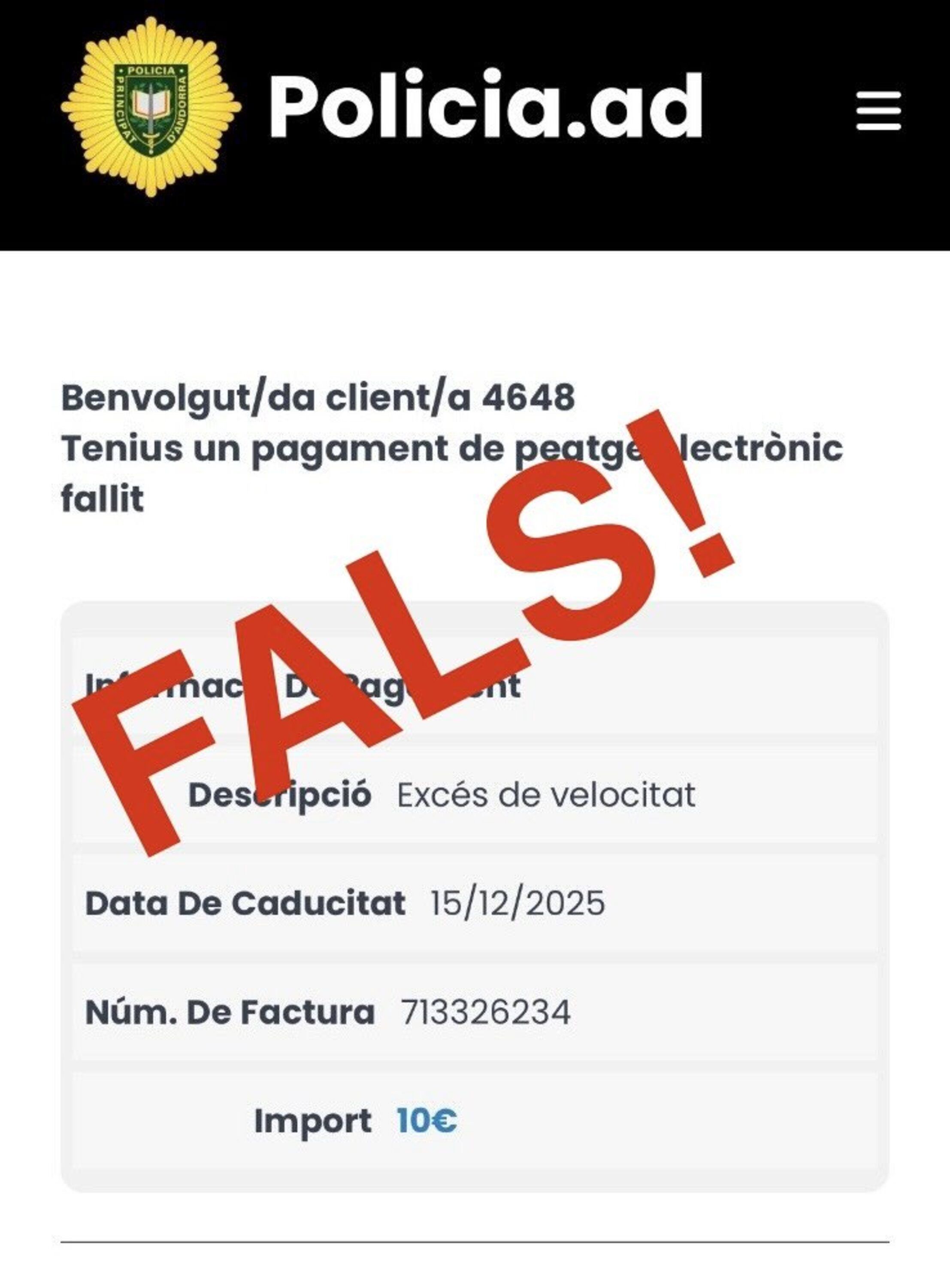 Els textos que reclamen el pagament de suposades multes de trànsit.
