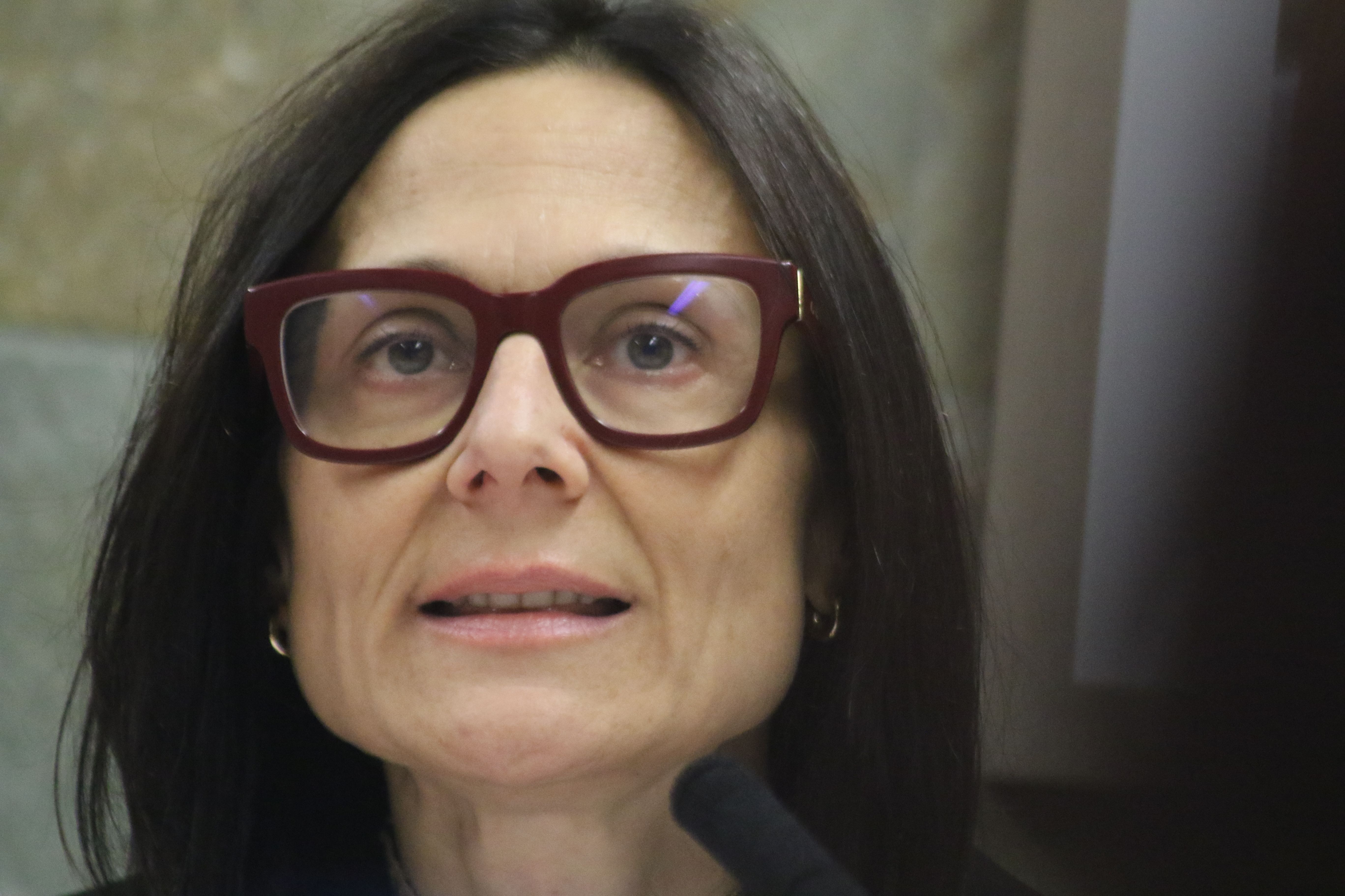 Ester Molné durant la trobada amb la premsa d'aquest migdia. Ester Molné durant la trobada amb la premsa d'aquest migdia.