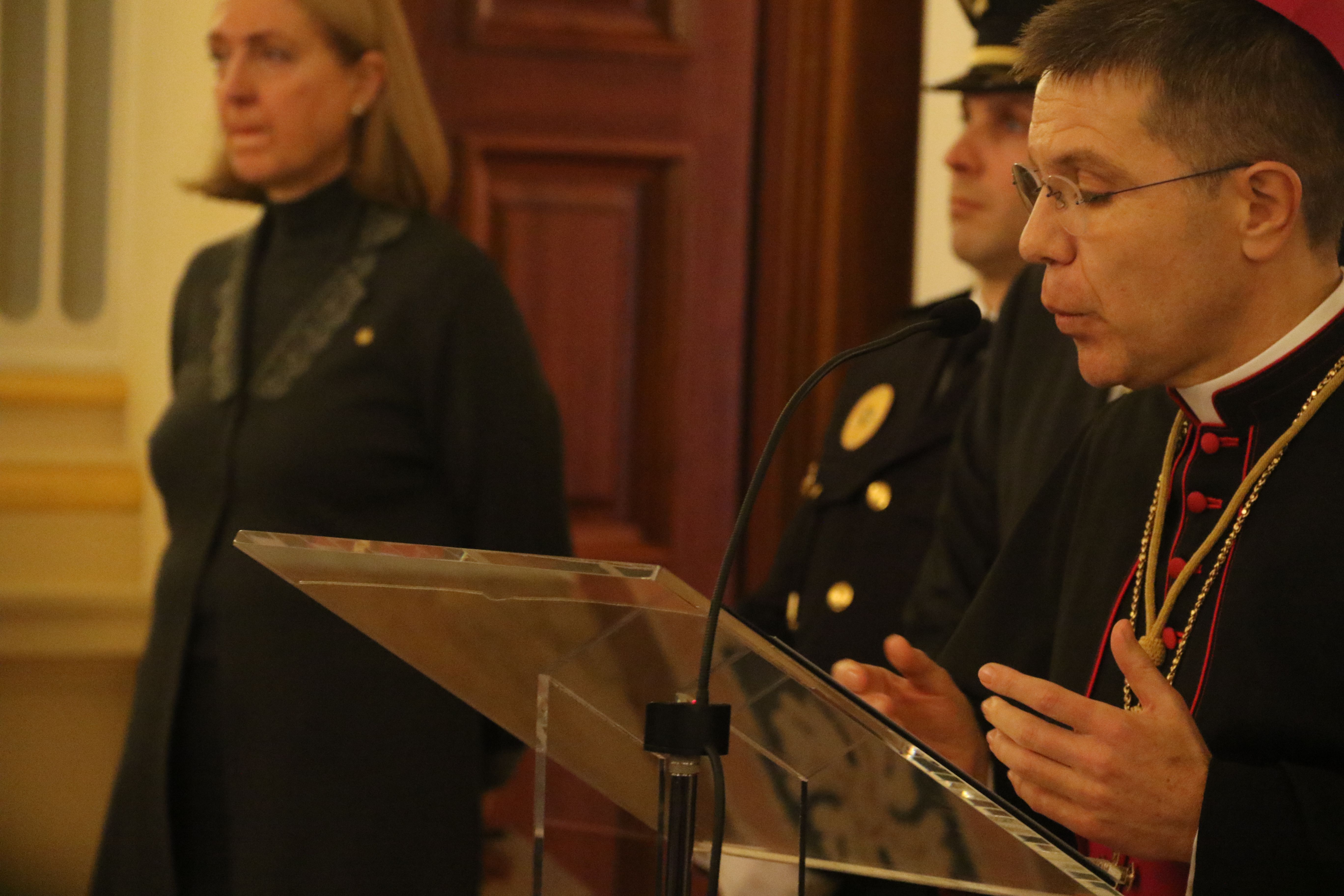 Josep-Lluís Serrano Pentinat durant el discurs. Josep-Lluís Serrano Pentinat durant el discurs.