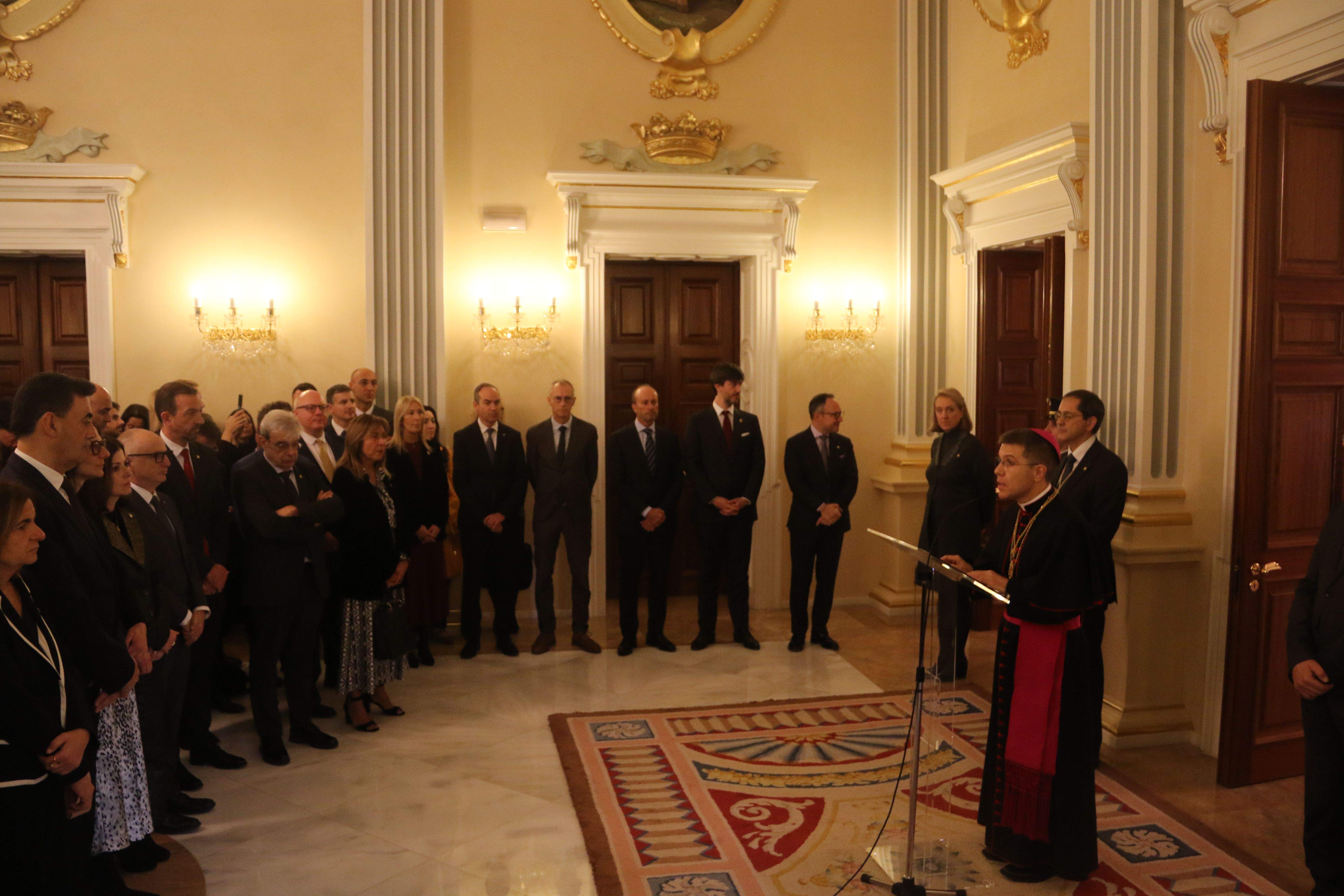 Josep-Lluís Serrano durant la lectura del seu discurs. Josep-Lluís Serrano durant la lectura del seu discurs.