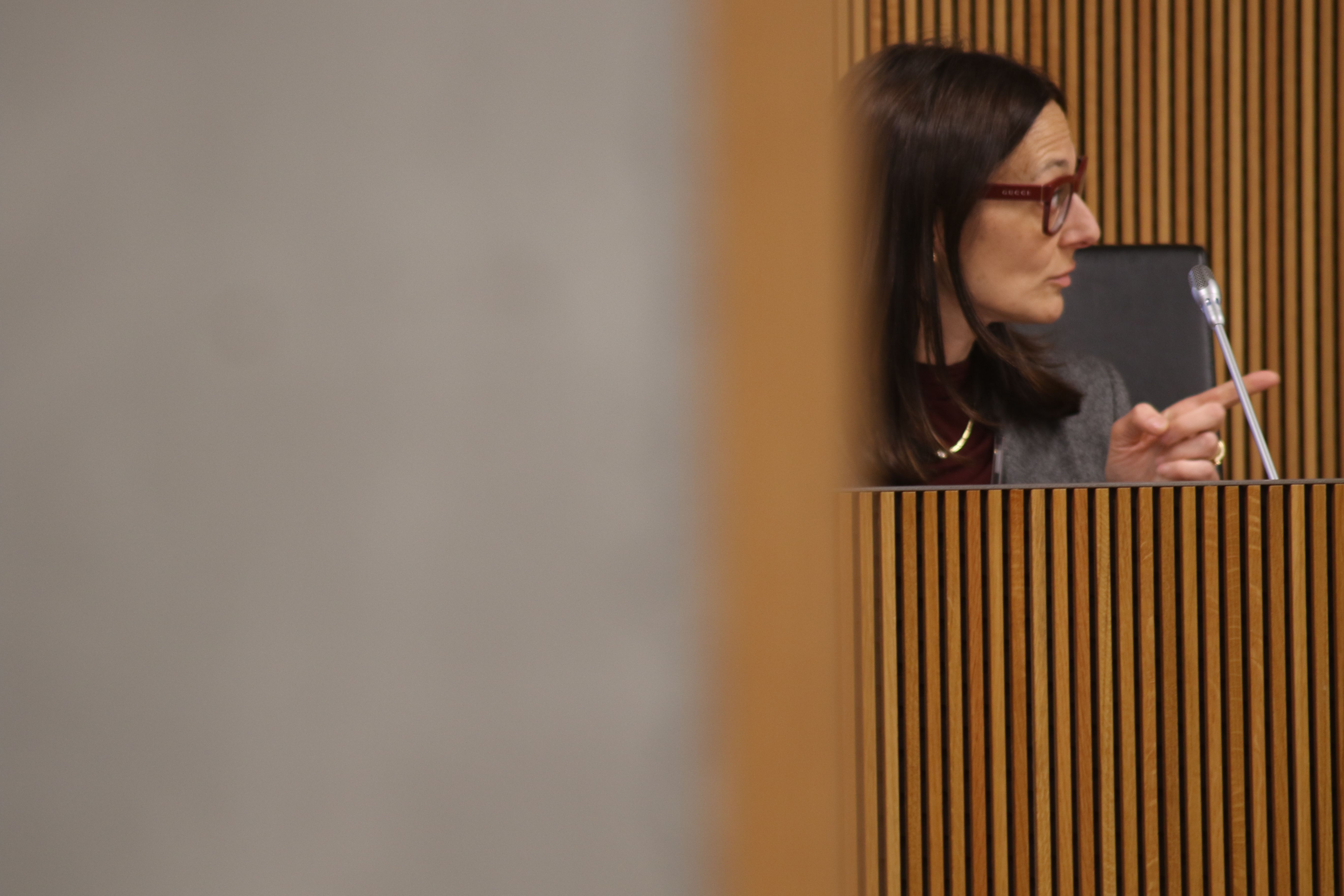 La ministra d'Interior, Ester Molné, durant la compareixença.