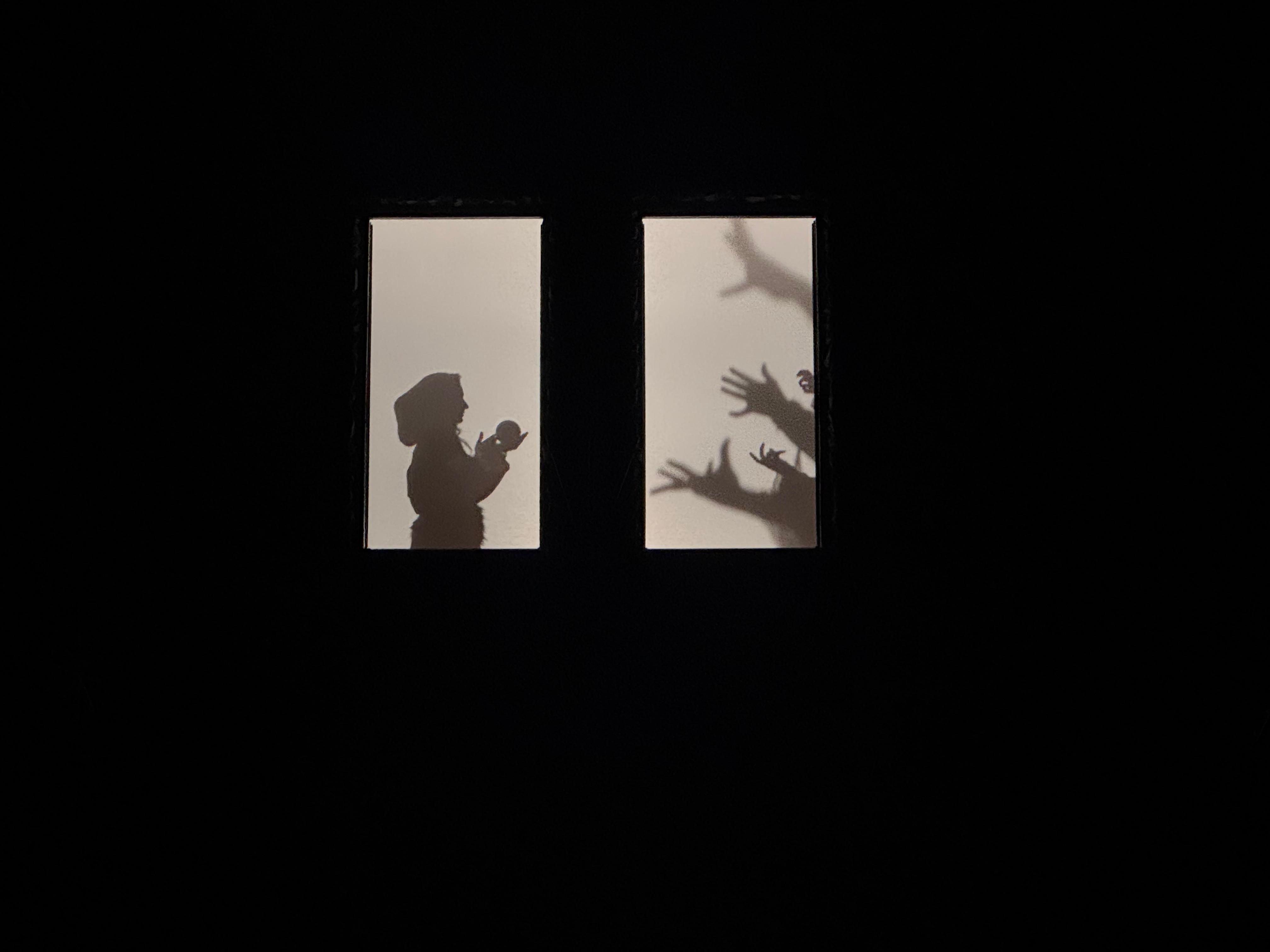 Les ombres a les finestres de la Casa Comuna.