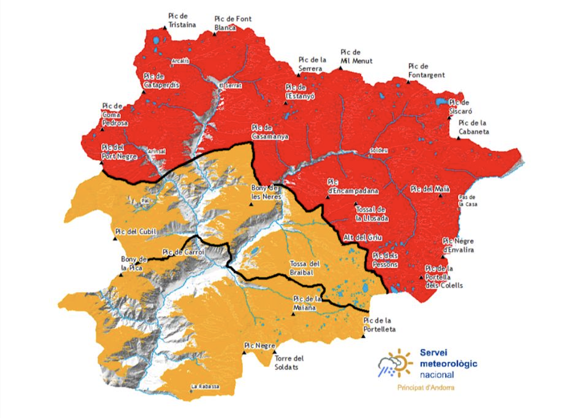 El perill d’allaus augmenta fins al nivell 4 al nord i s’activa una prealerta de Protecció Civil.