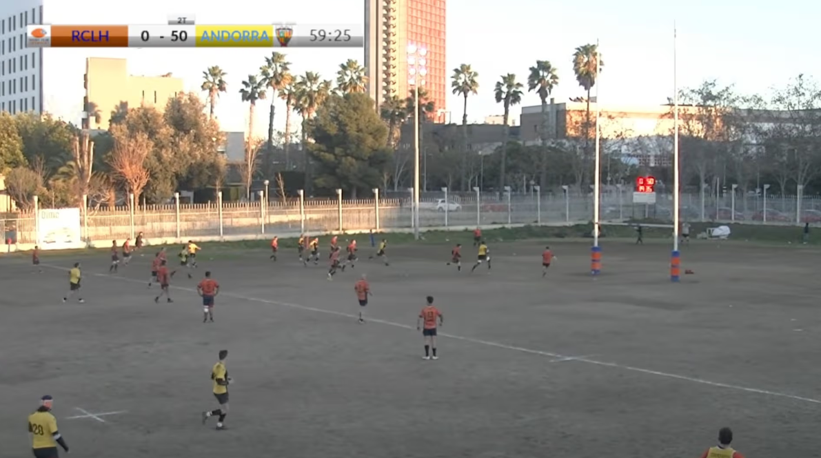 Imatge de la retransmissió televisiva del duel entre l'Hospitalet i el VPC.