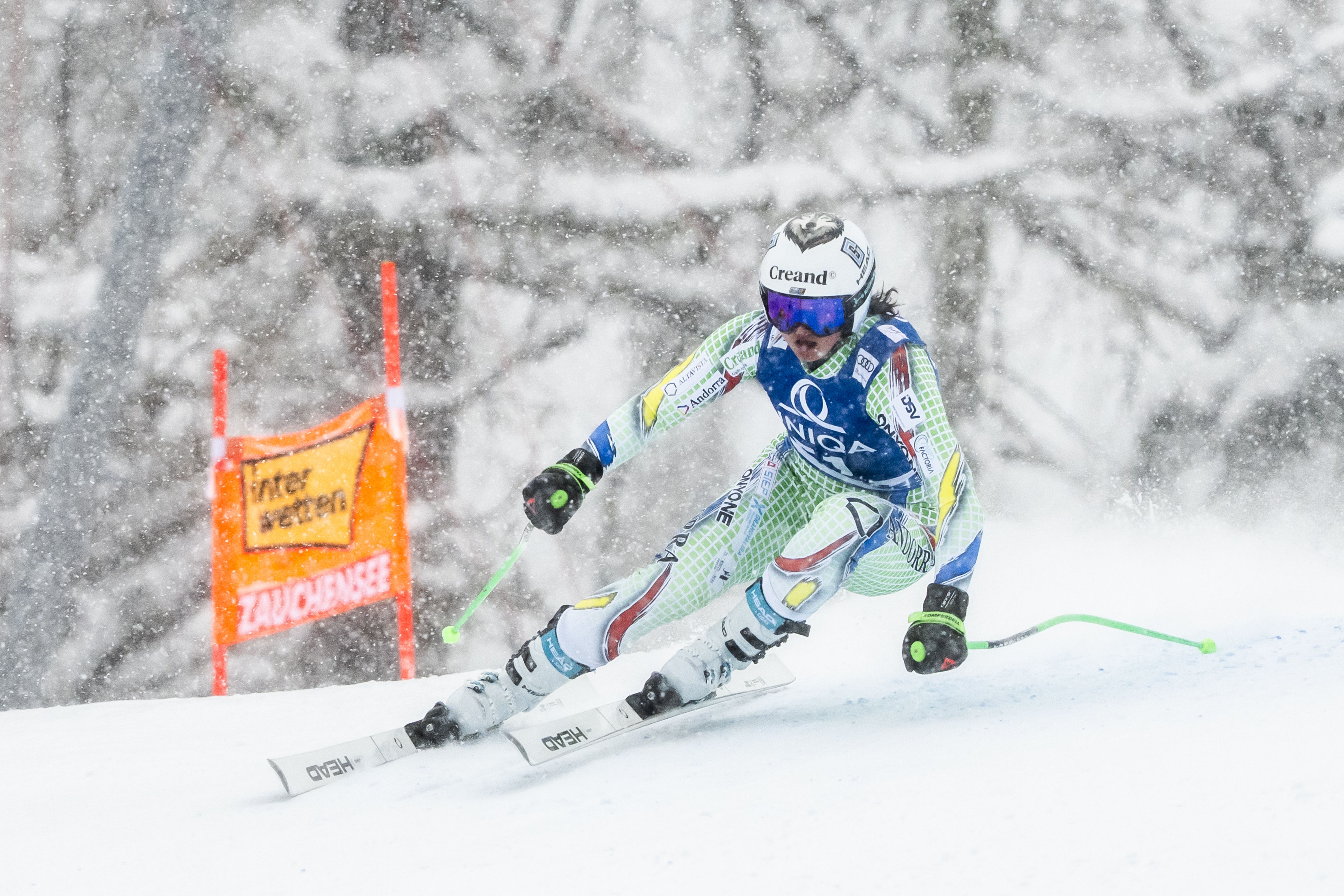 Jordina Caminal, durant un dels entrenaments del supergegant de Zauchensee, la prova principal del qual no es va poder disputar.