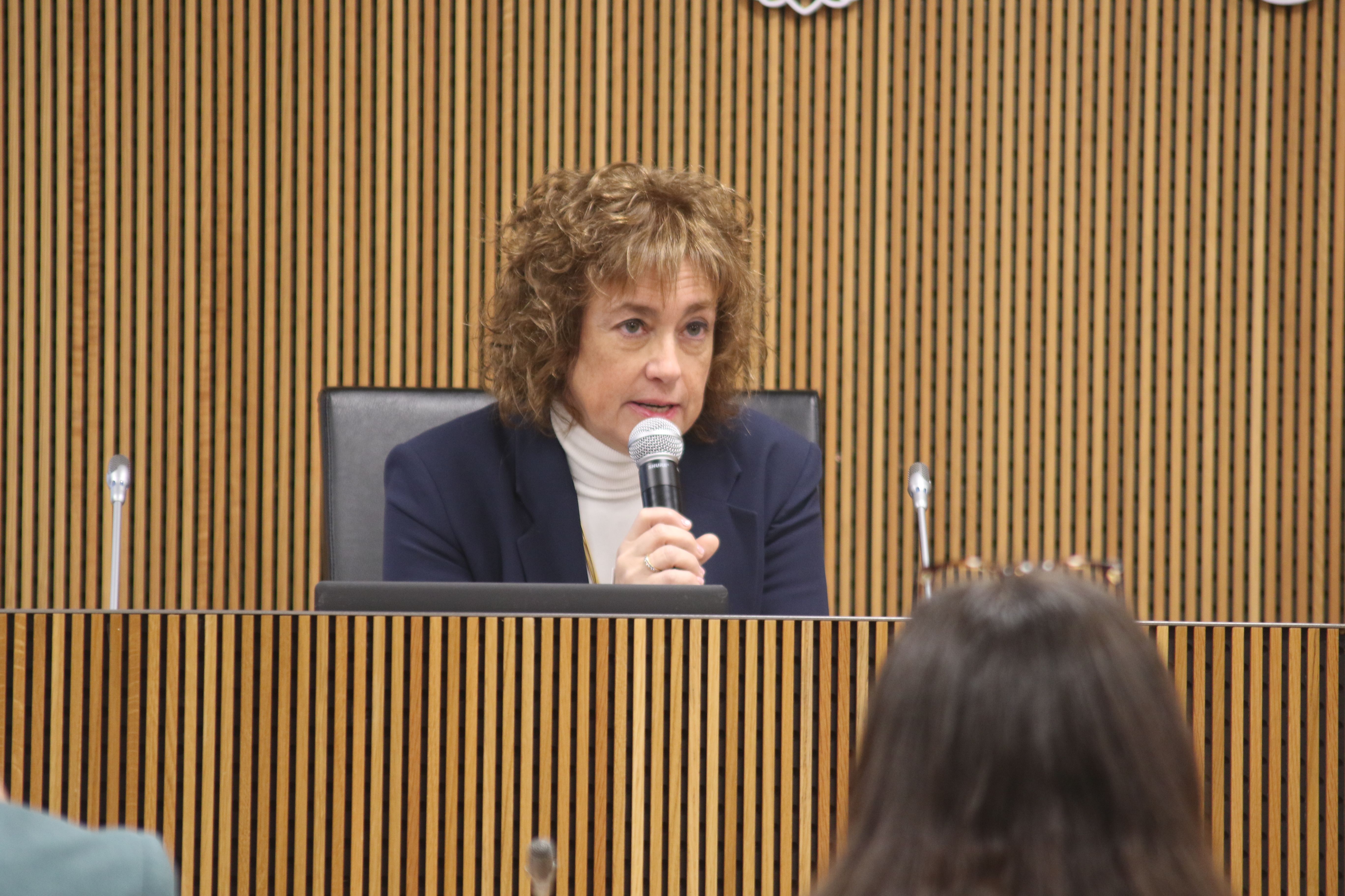 Sílvia Cunill davant la comissió legislativa de Finances aquest dijous.