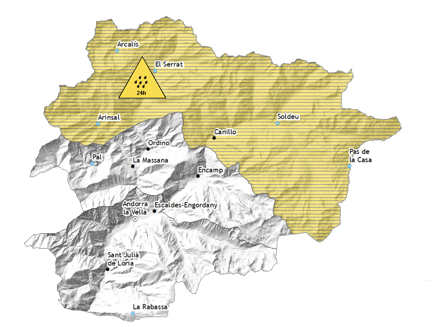 Avís groc al nord del país per precipitacions.