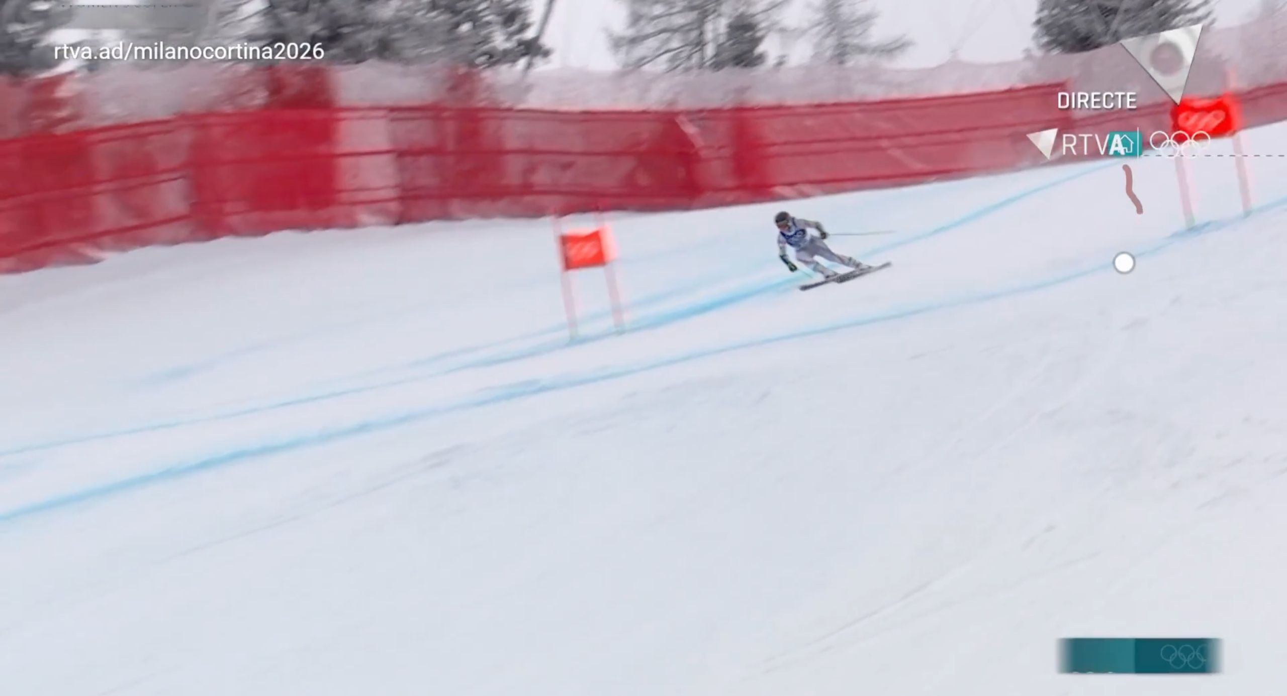 L'andorrana Jordina Caminal, en el tram inicial del supergegant olímpic.