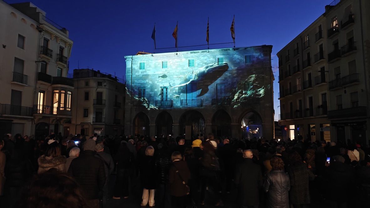 Un dels mappings projectats a la façana de l'Ajuntament. Un dels mappings projectats a la façana de l'Ajuntament.