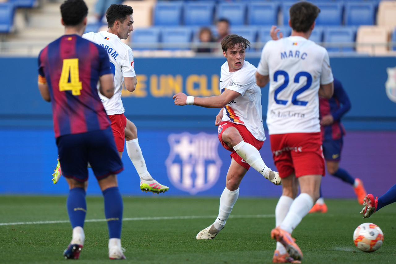 Théo Le Normand, l'autor de l'únic gol de l'FC Andorra. Théo Le Normand, l'autor de l'únic gol de l'FC Andorra.