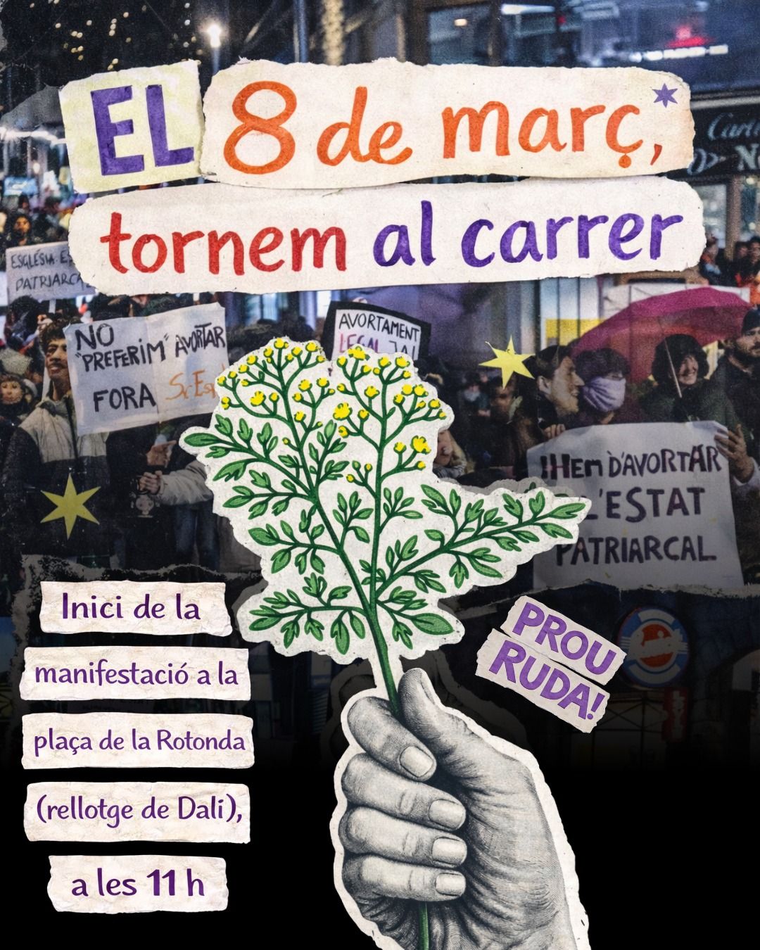 Cartell d'Acció Feminista anunciant la manifestació del 8M.