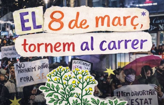Cartell d'Acció Feminista anunciant la manifestació del 8M. Cartell d'Acció Feminista anunciant la manifestació del 8M.