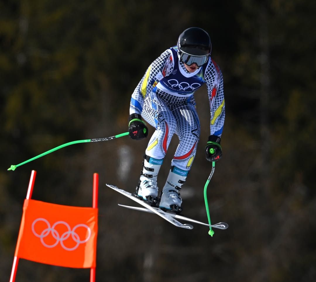 Caminal, durant el descens olímpic on va aconseguir el millor resultat per Andorra.