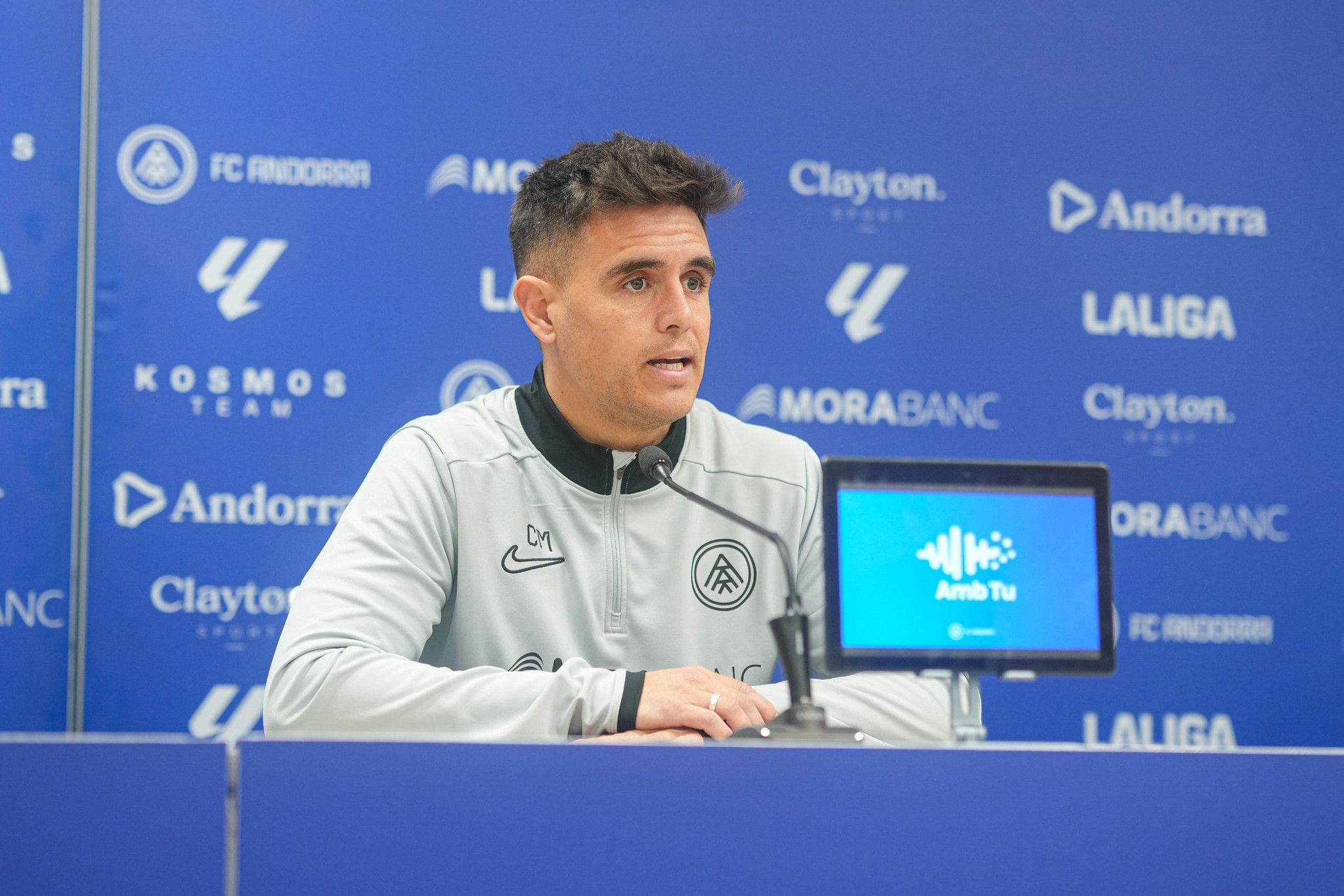 Carles Manso, en la roda de premsa prèvia al duel contra el Còrdova. Carles Manso, en la roda de premsa prèvia al duel contra el Còrdova.