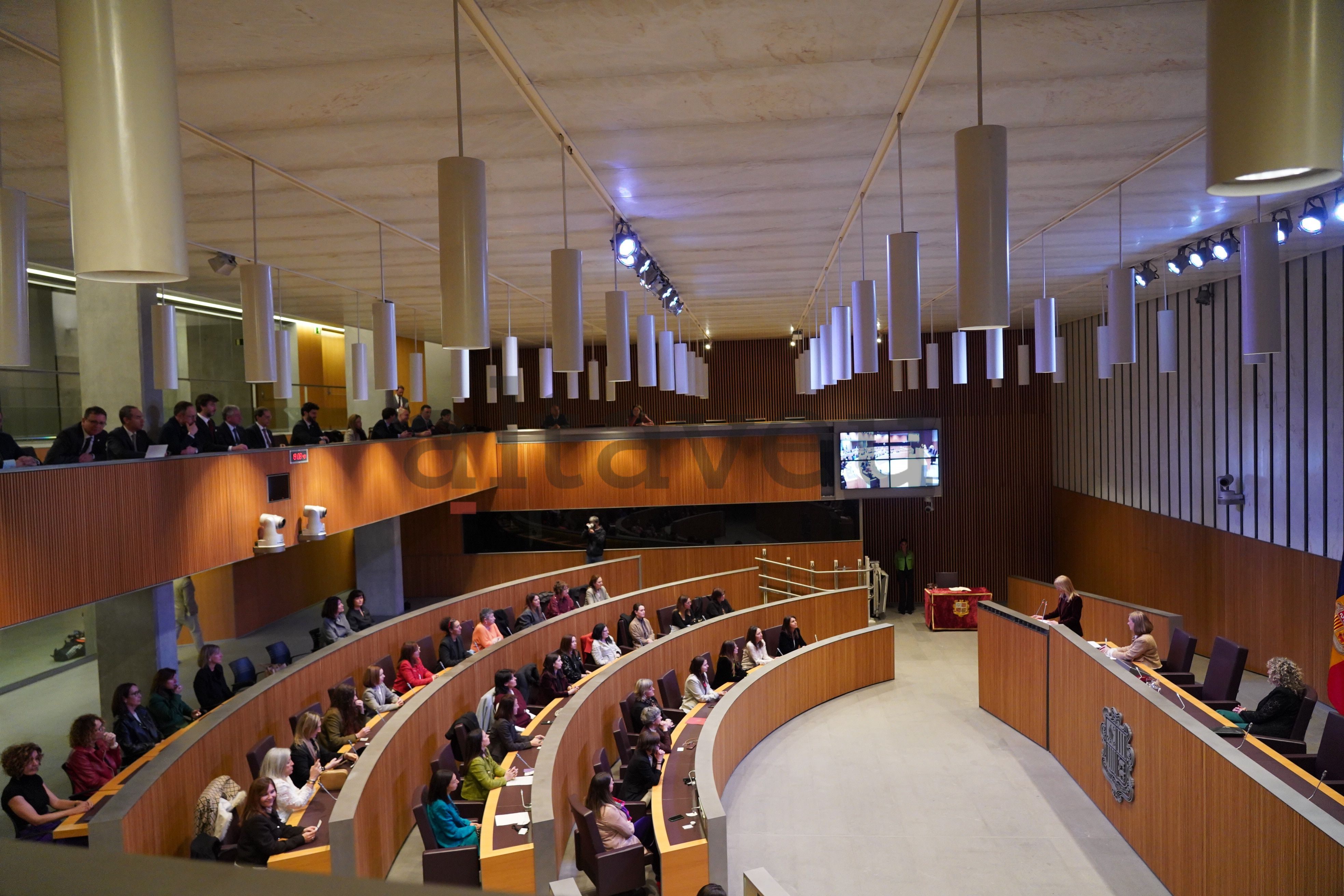 L'acte al Consell ha permès veure l'hemicicle ple de dones i els homes, escoltant al lloc del públic.
