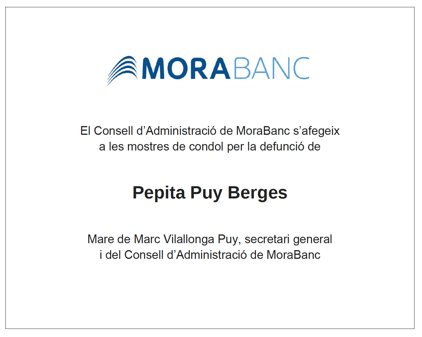 Esquela Morabanc Peipita Puy Berges