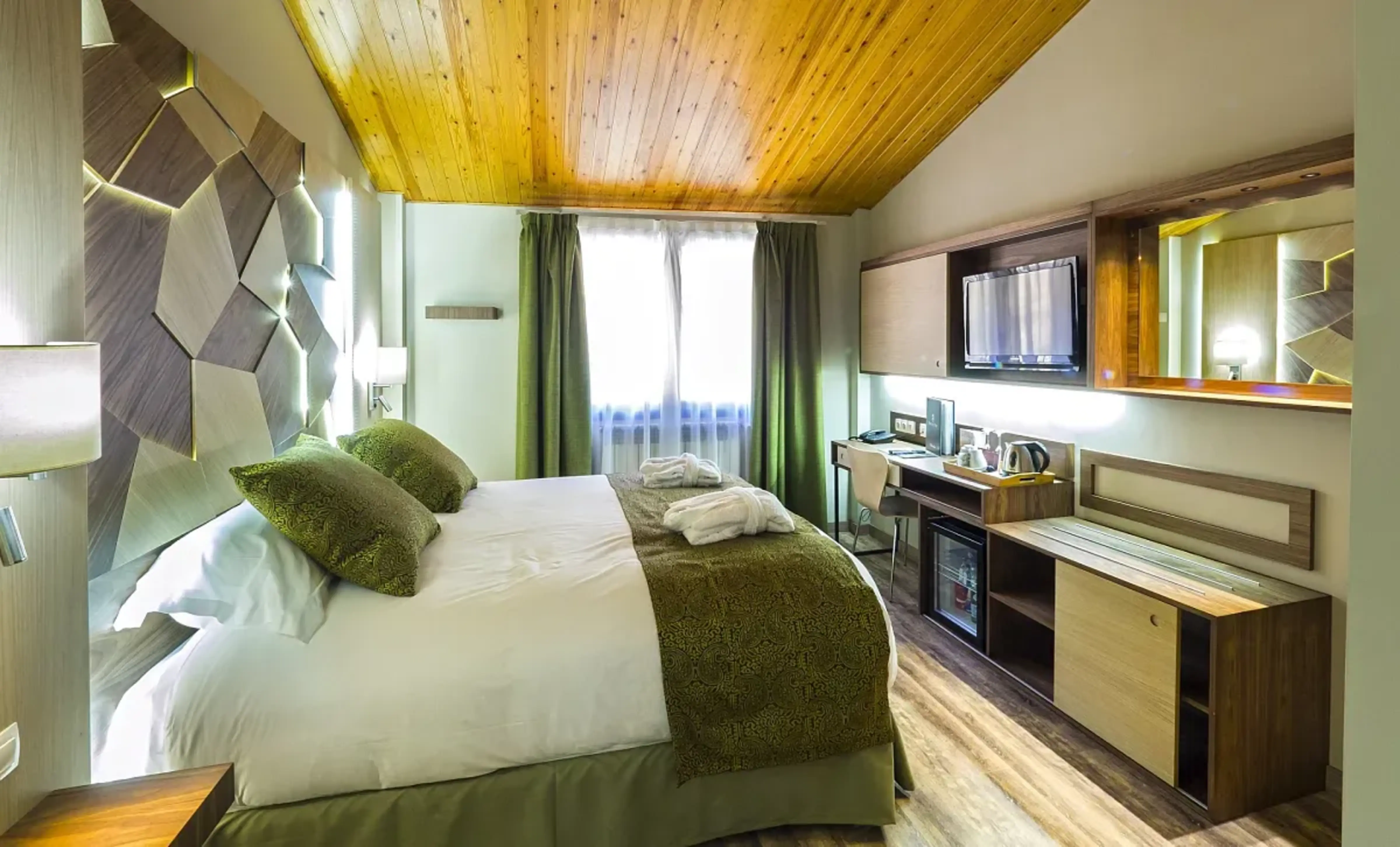 Una habitació de l'hotel on va tenir lloc la baralla conjugal.