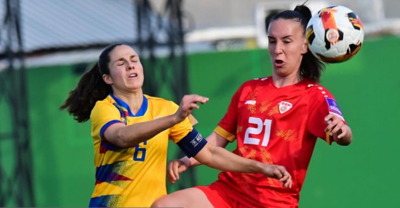Un instant del partit entre Macedònia del Nord i Andorra.