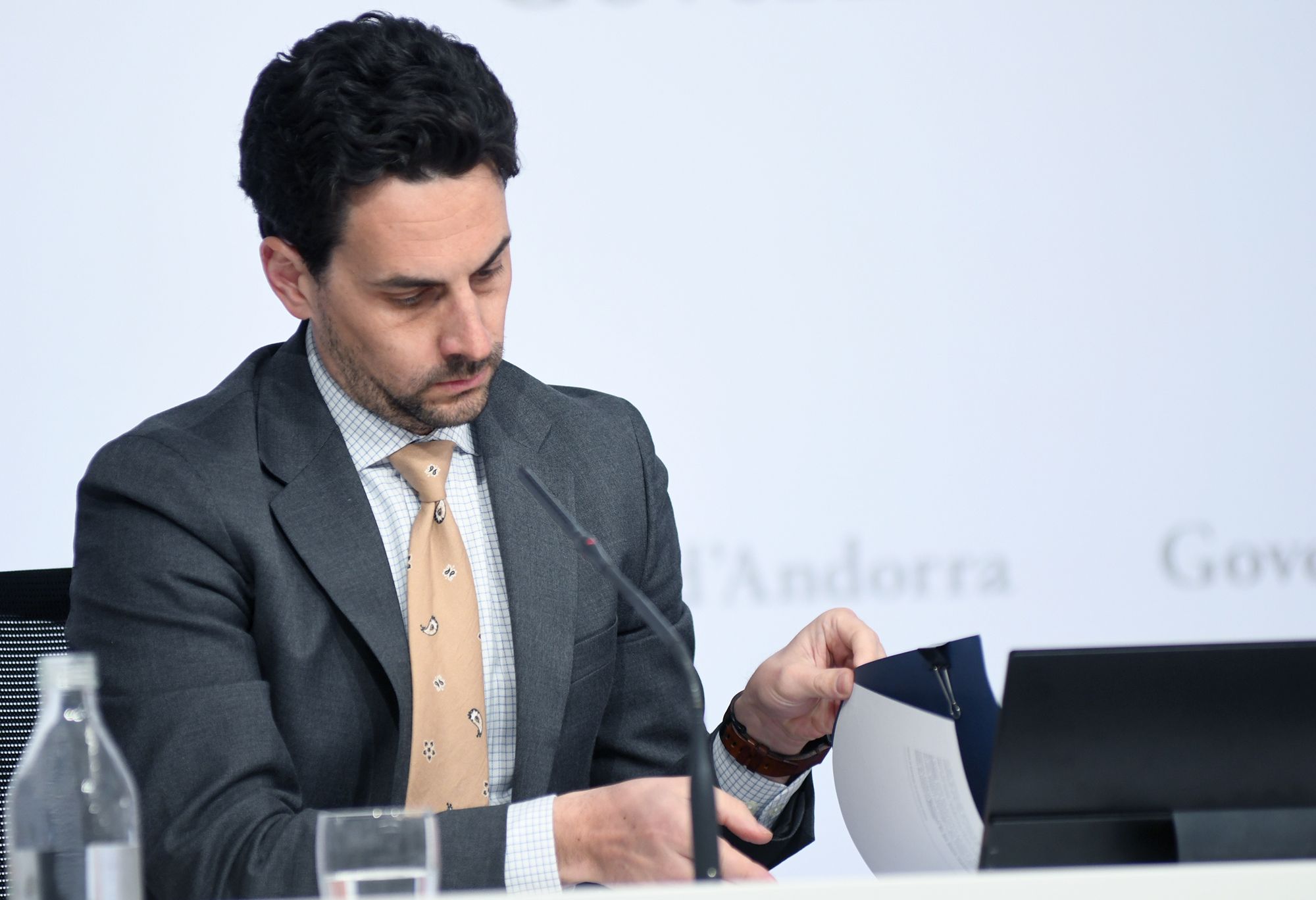 El ministre de Medi Ambient, Guillem Casal, durant la intervenció d’aquest dimarts.