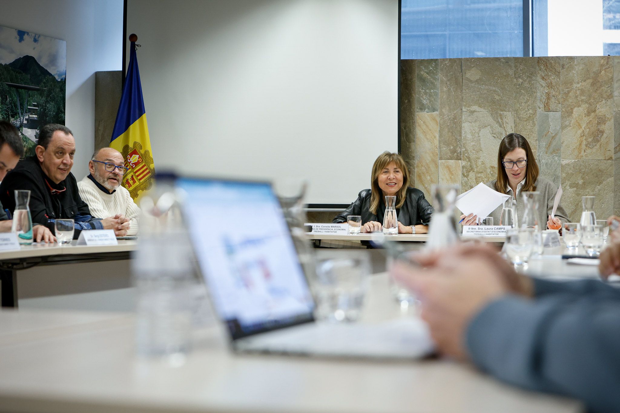 Gabriel Ubach i Joan Torra, de l'USdA, durant l'última reunió del CES.