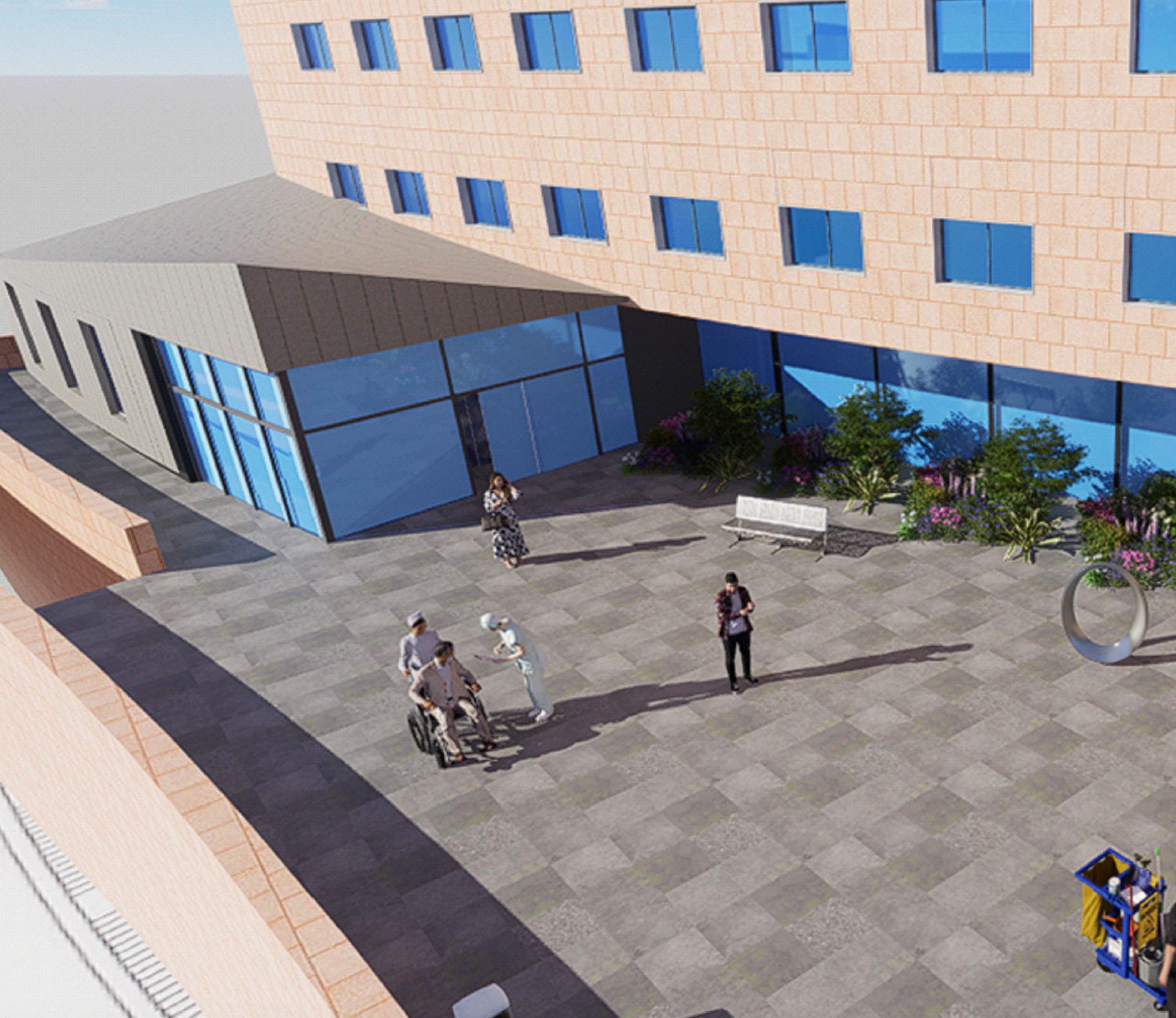 Recreació de com serà la futura unitat d'oncologia amb espai guanyat a la terrassa de la planta -3. Recreació de com serà la futura unitat d'oncologia amb espai guanyat a la terrassa de la planta -3.