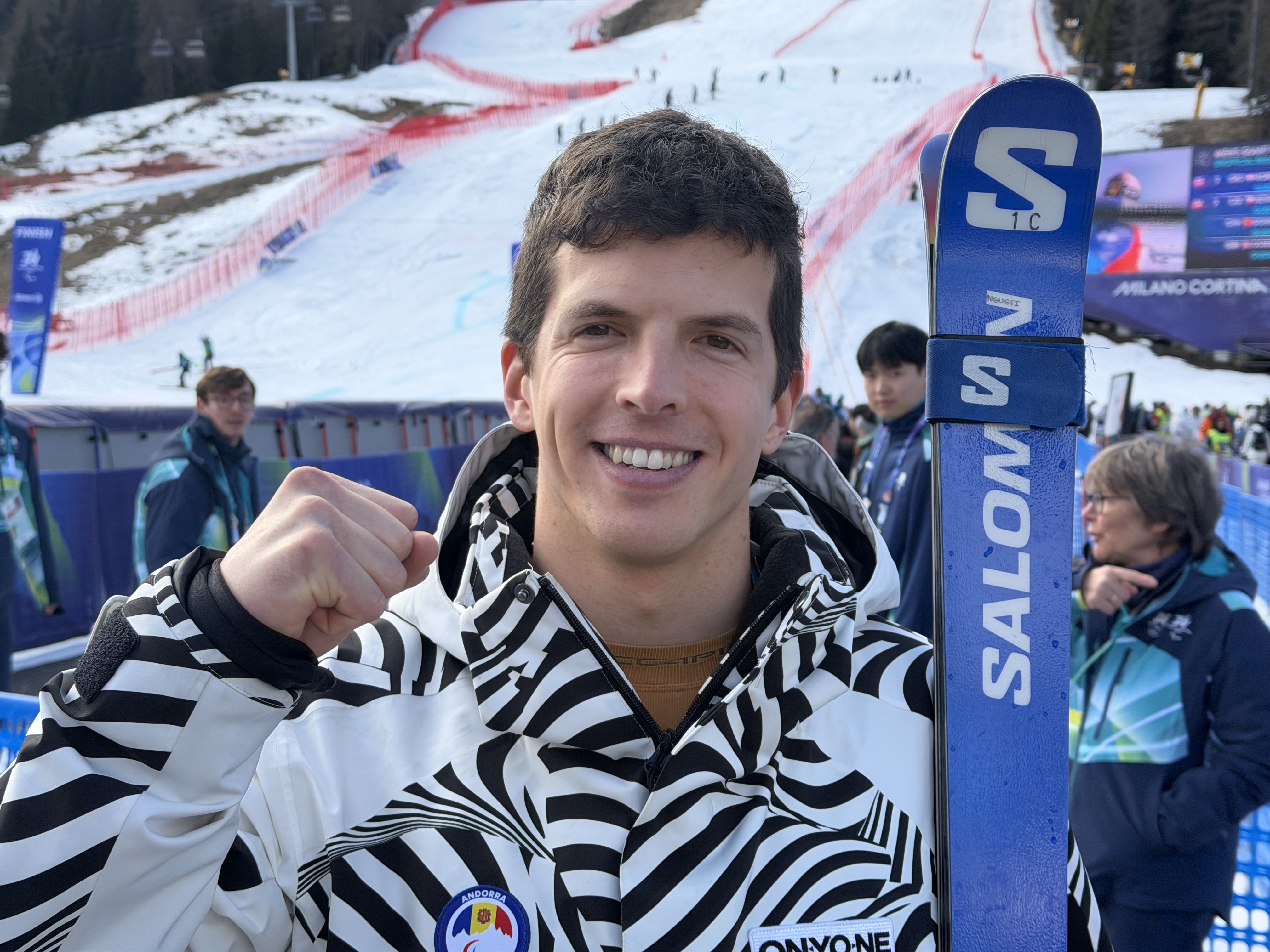 Roger Puig, després de l'eslàlom gegant a Cortina d'Ampezzo.