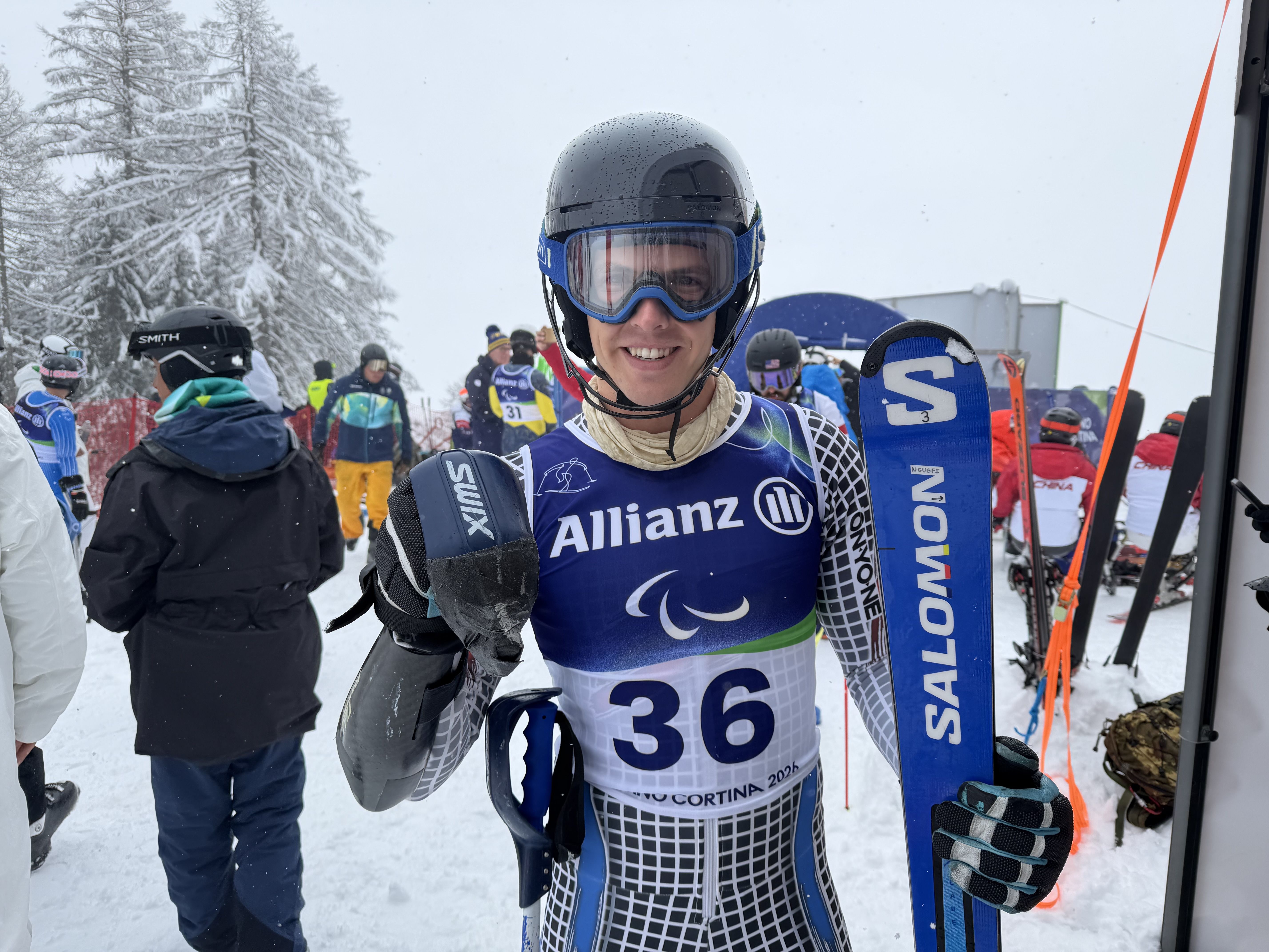 Roger Puig, en acabar l'eslàlom, l'última prova dels Jocs Paralímpics,