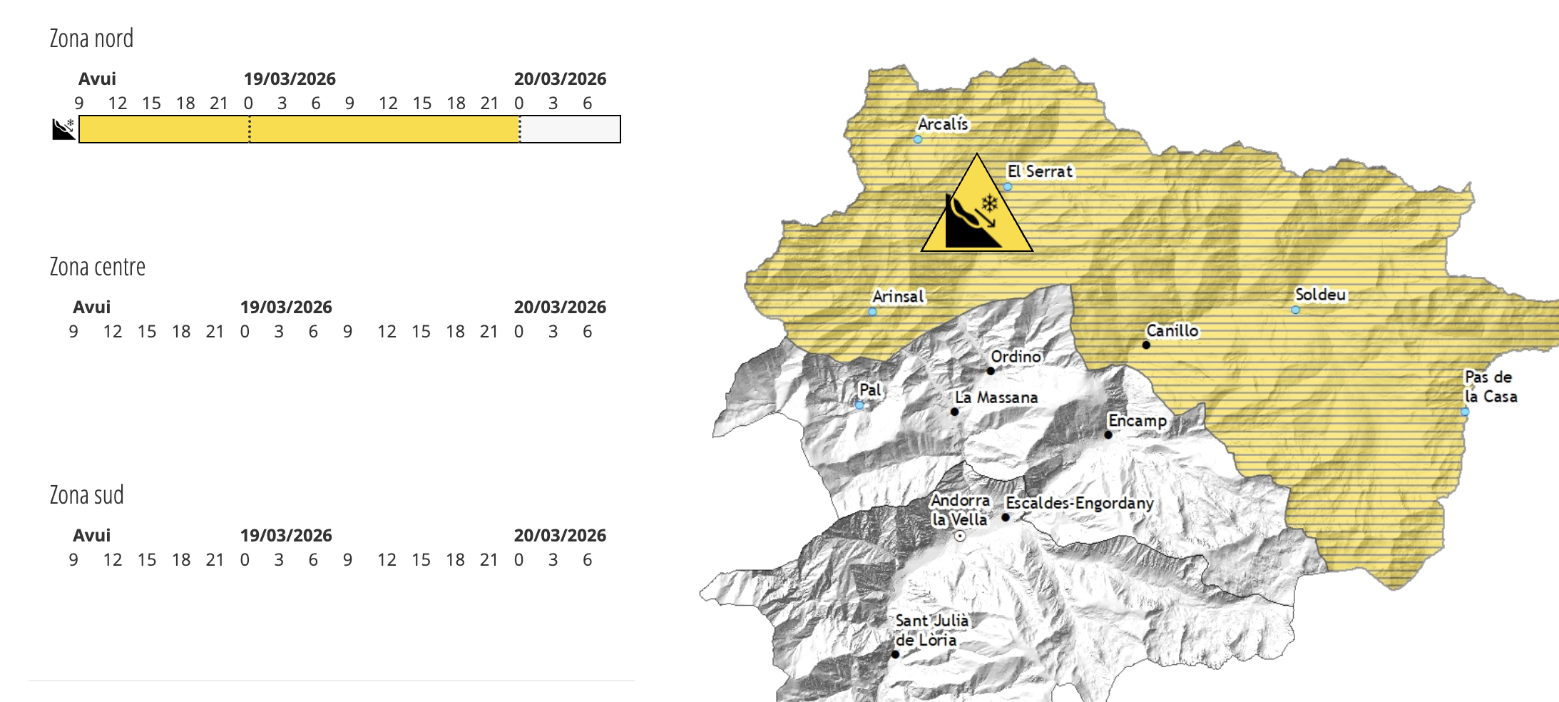 Avís groc per allaus al nord del país.