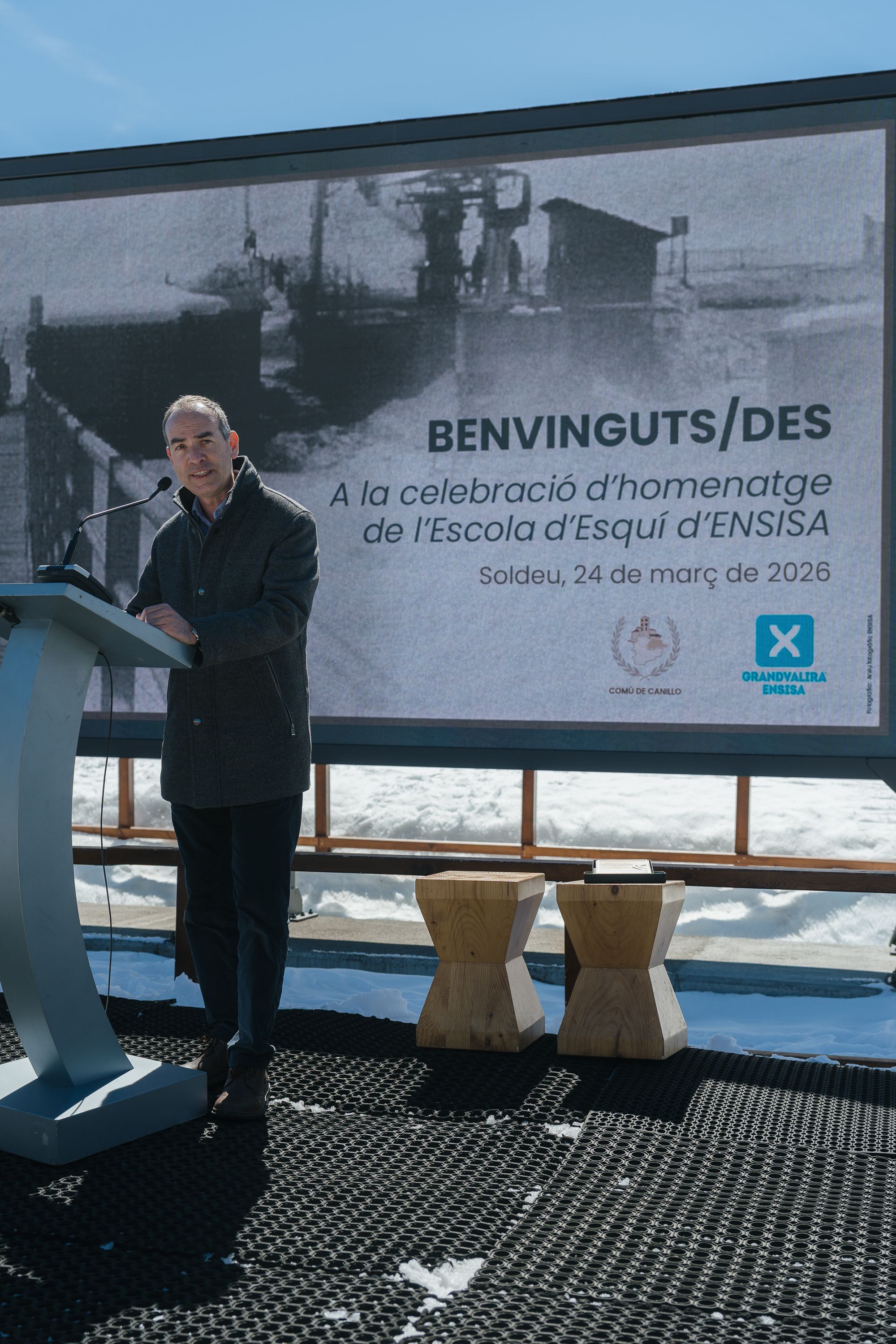 Homenatge als fundadors de l'escola esquí de Soldeu.